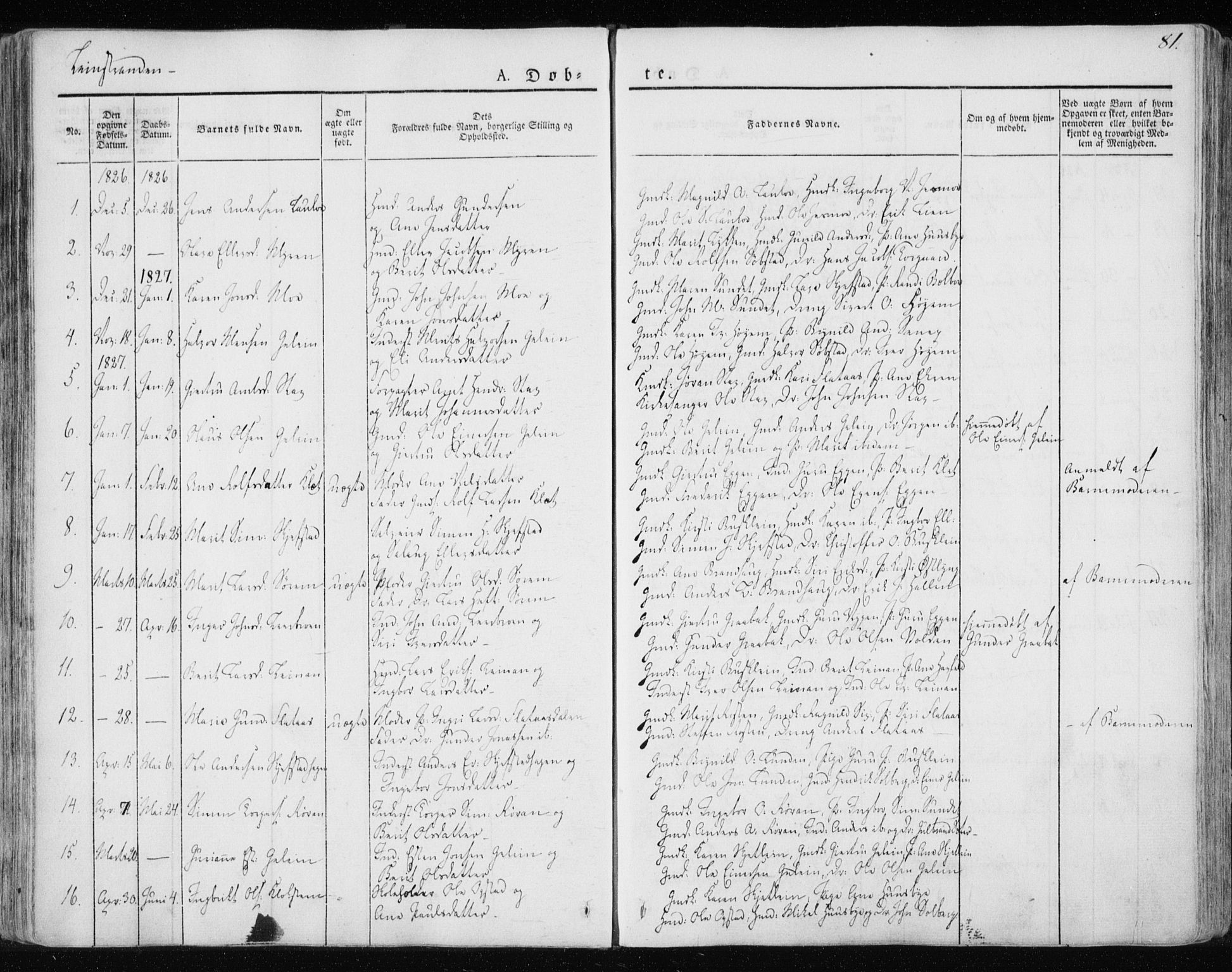 Ministerialprotokoller, klokkerbøker og fødselsregistre - Sør-Trøndelag, AV/SAT-A-1456/691/L1069: Ministerialbok nr. 691A04, 1826-1841, s. 81