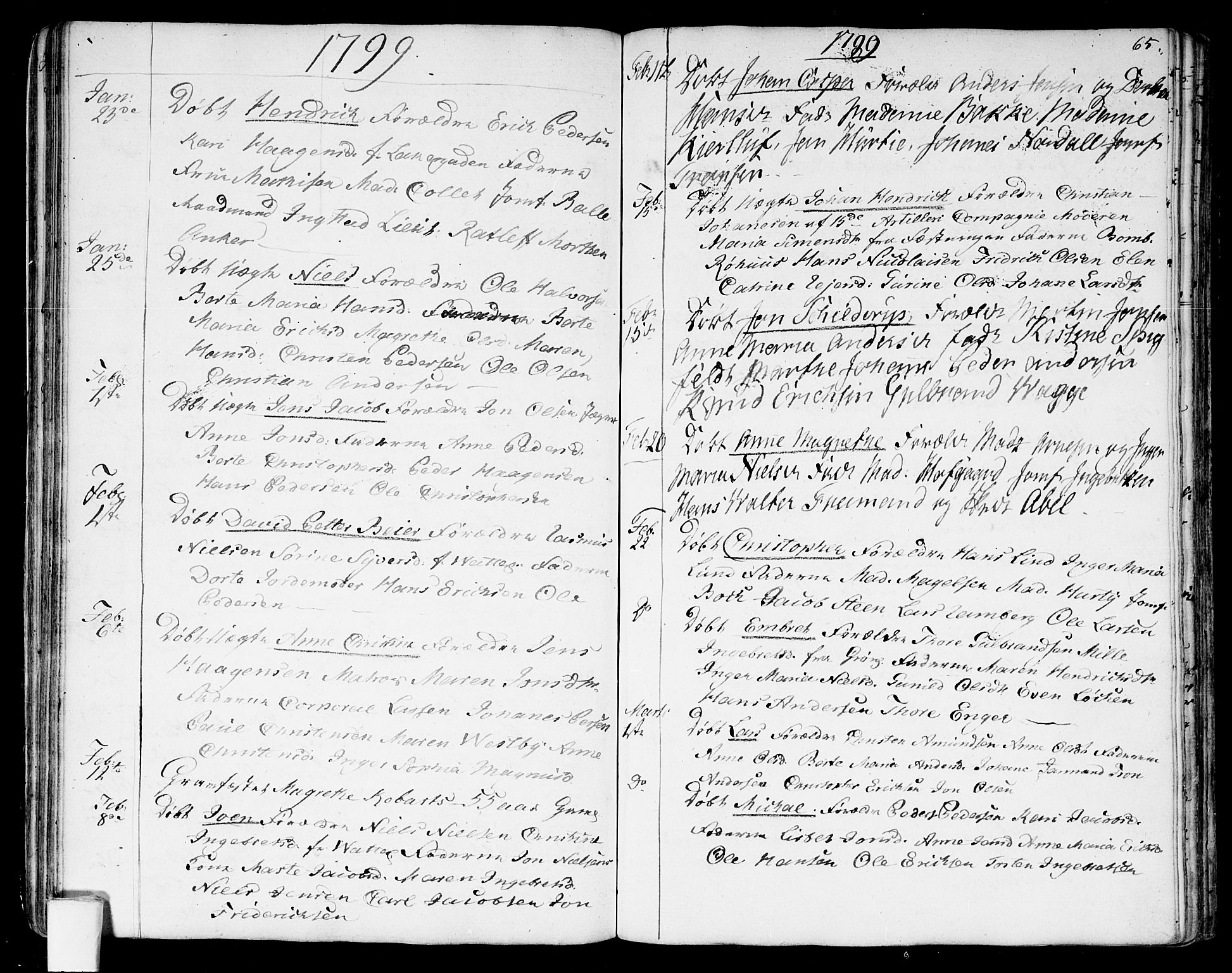 Garnisonsmenigheten Kirkebøker, AV/SAO-A-10846/G/Ga/L0001: Klokkerbok nr. 1, 1796-1814, s. 64-65