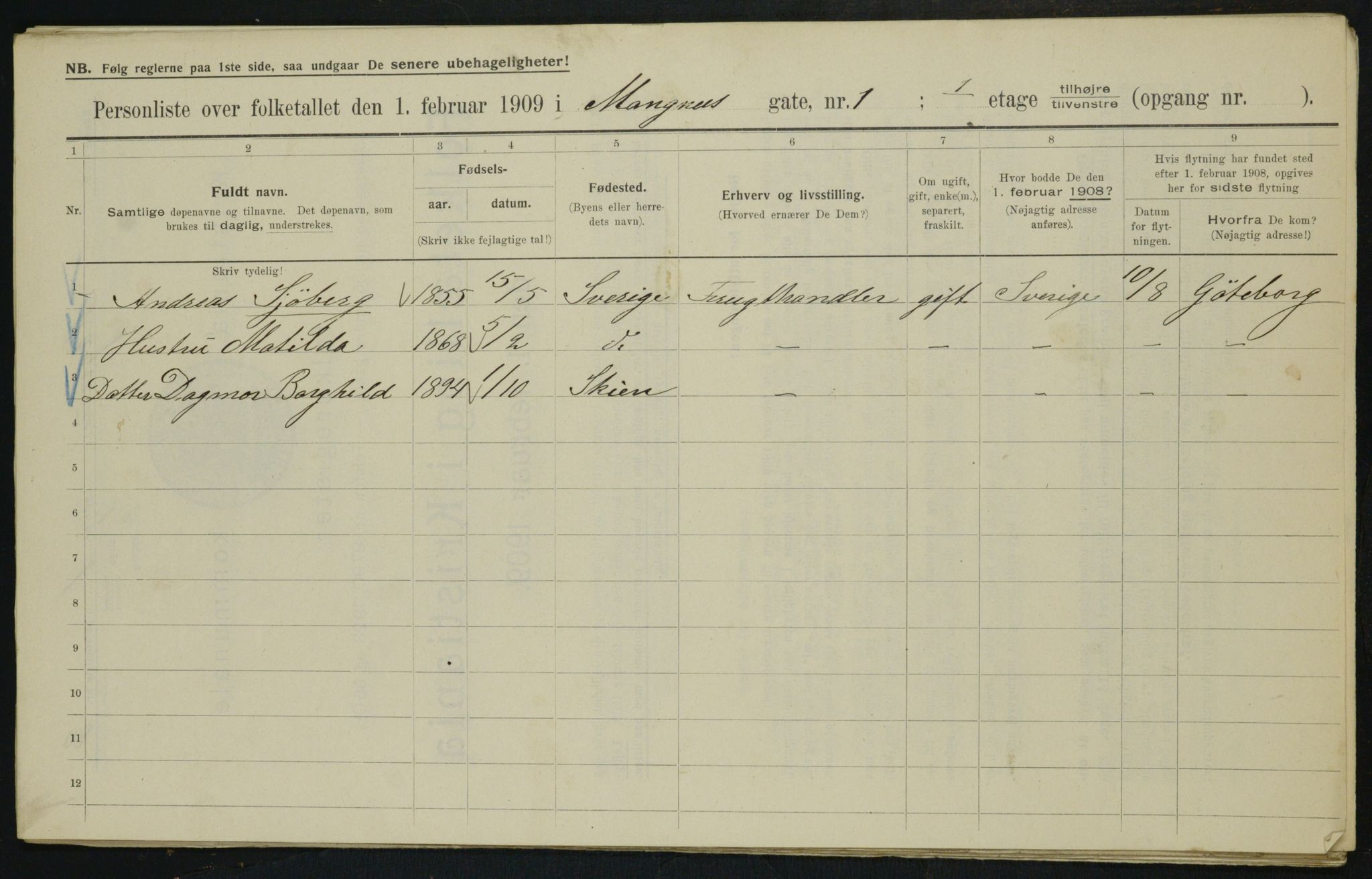OBA, Kommunal folketelling 1.2.1909 for Kristiania kjøpstad, 1909, s. 53847