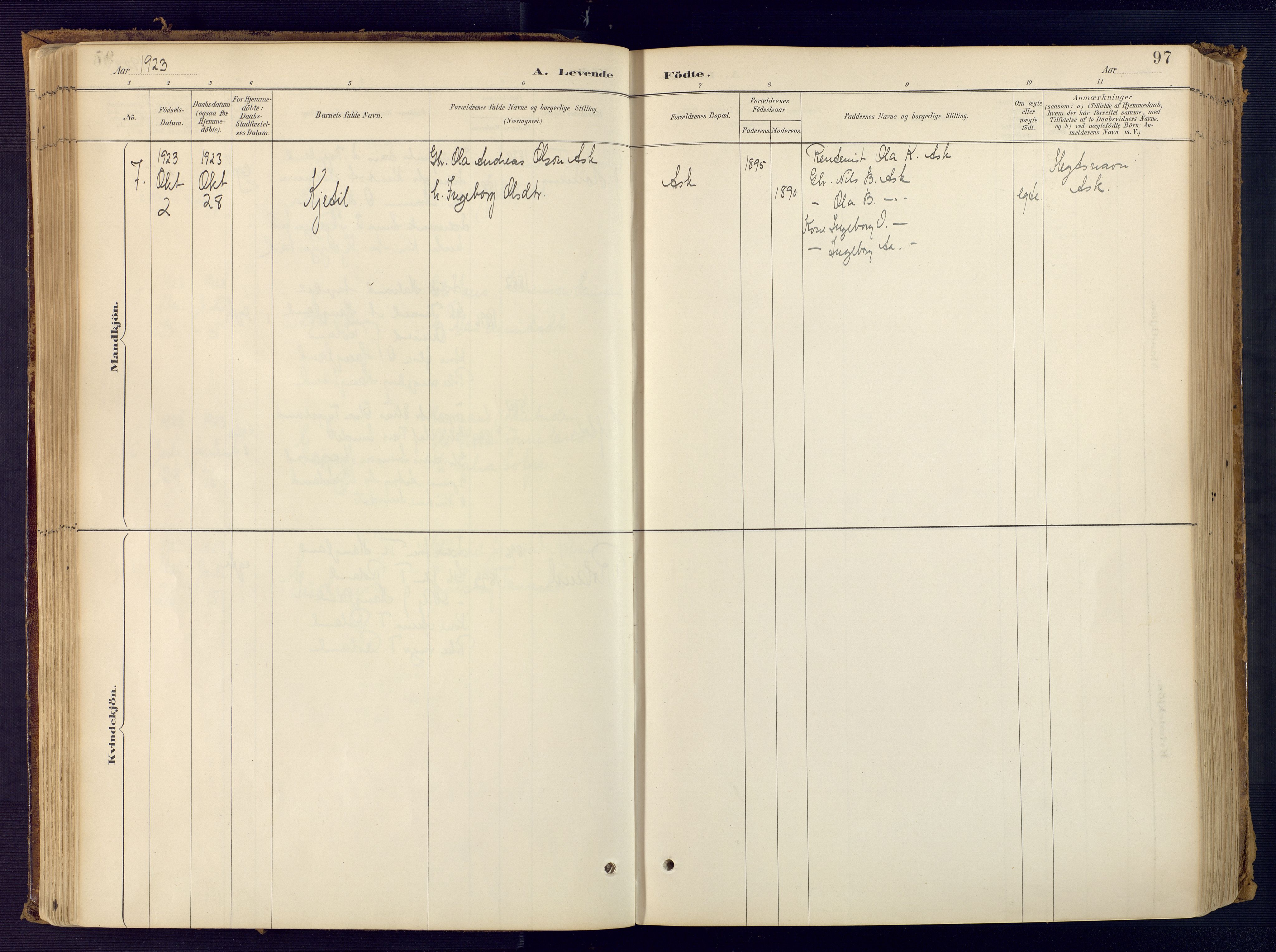Bjelland sokneprestkontor, SAK/1111-0005/F/Fa/Faa/L0004: Ministerialbok nr. A 4, 1887-1923, s. 97