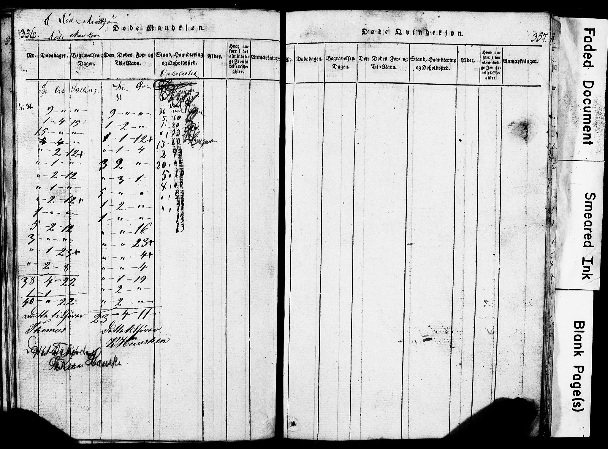 Torvastad sokneprestkontor, AV/SAST-A -101857/H/Ha/Hab/L0002: Klokkerbok nr. B 2, 1817-1834, s. 356-357