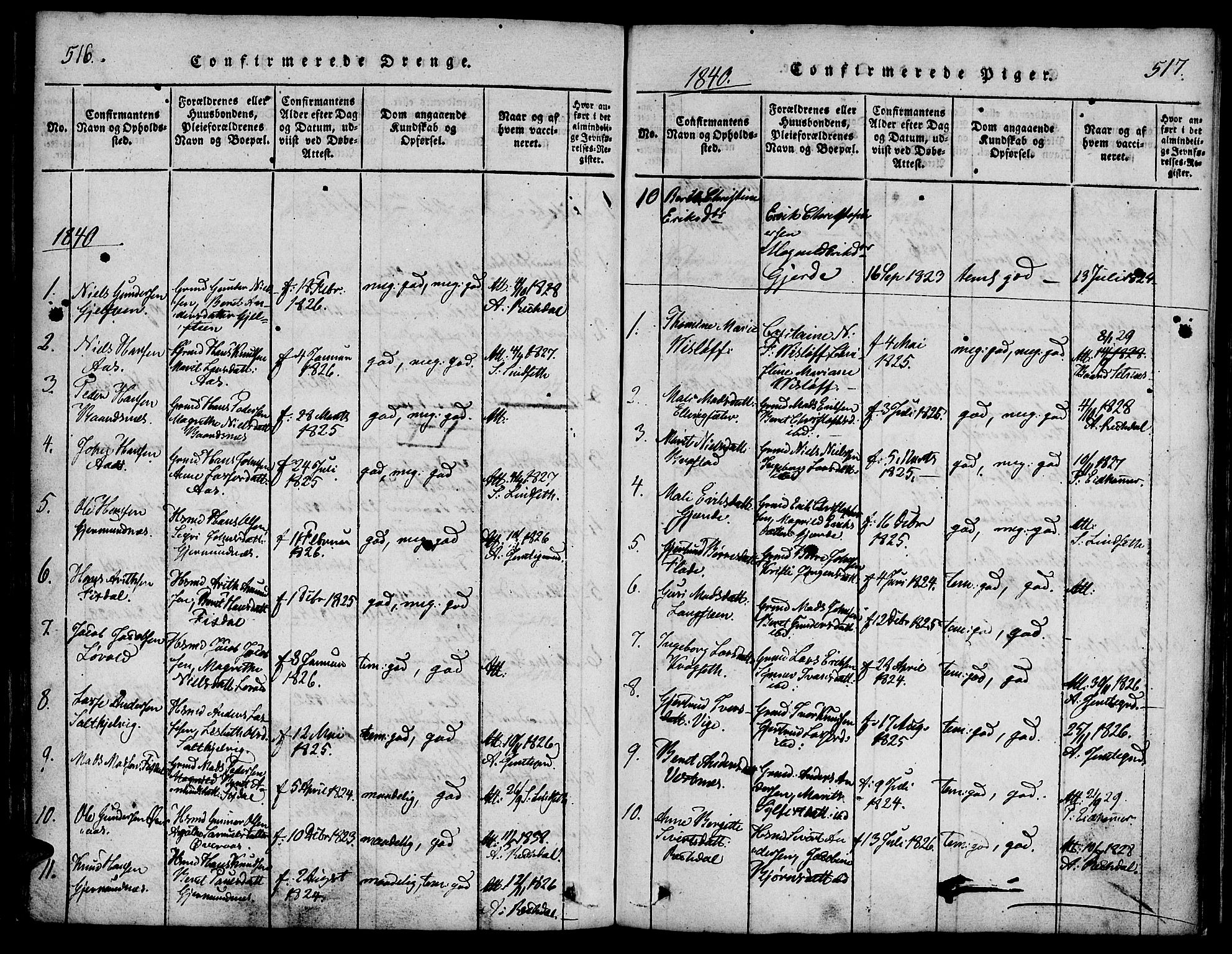 Ministerialprotokoller, klokkerbøker og fødselsregistre - Møre og Romsdal, AV/SAT-A-1454/539/L0528: Ministerialbok nr. 539A01, 1818-1847, s. 516-517