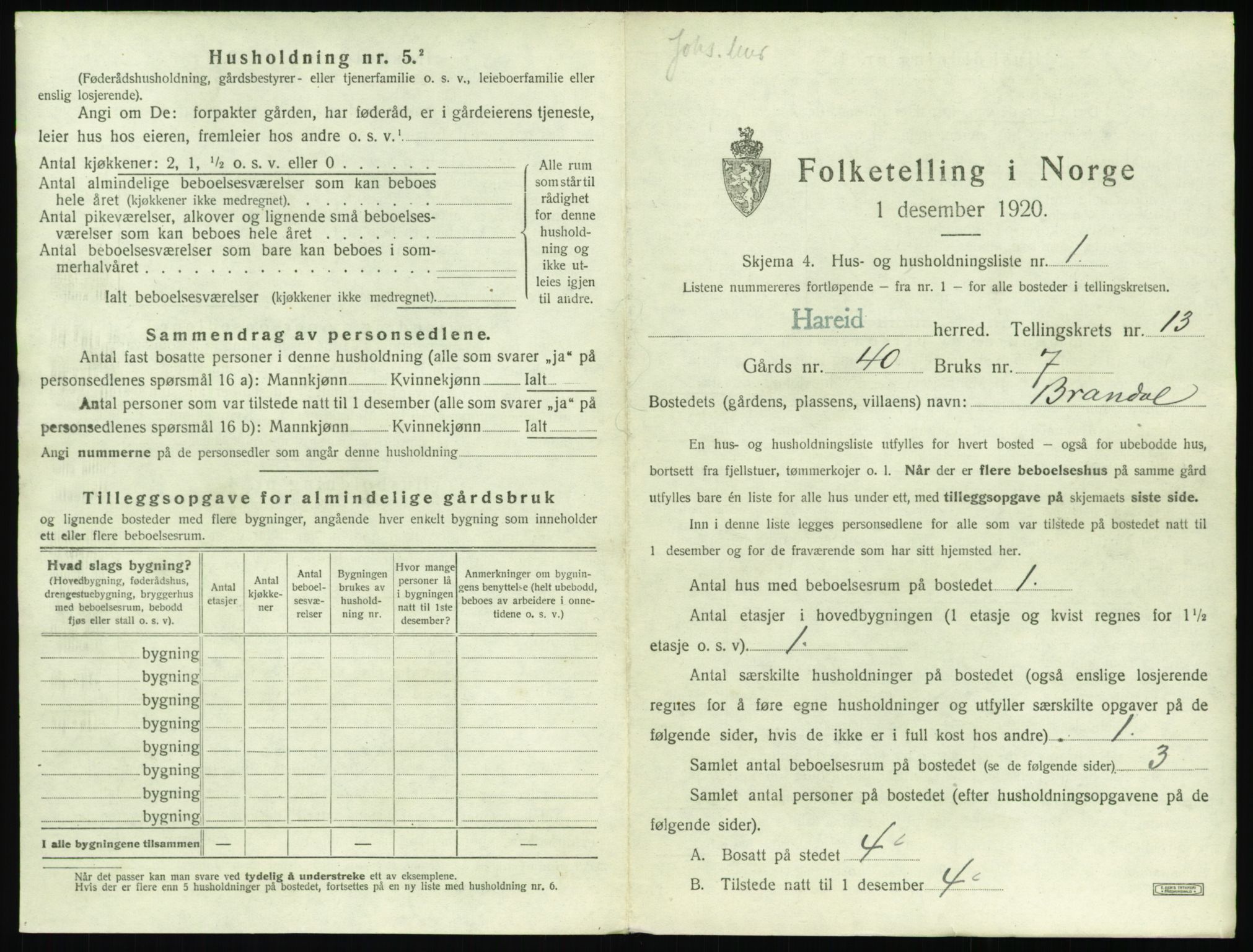 SAT, Folketelling 1920 for 1517 Hareid herred, 1920, s. 669