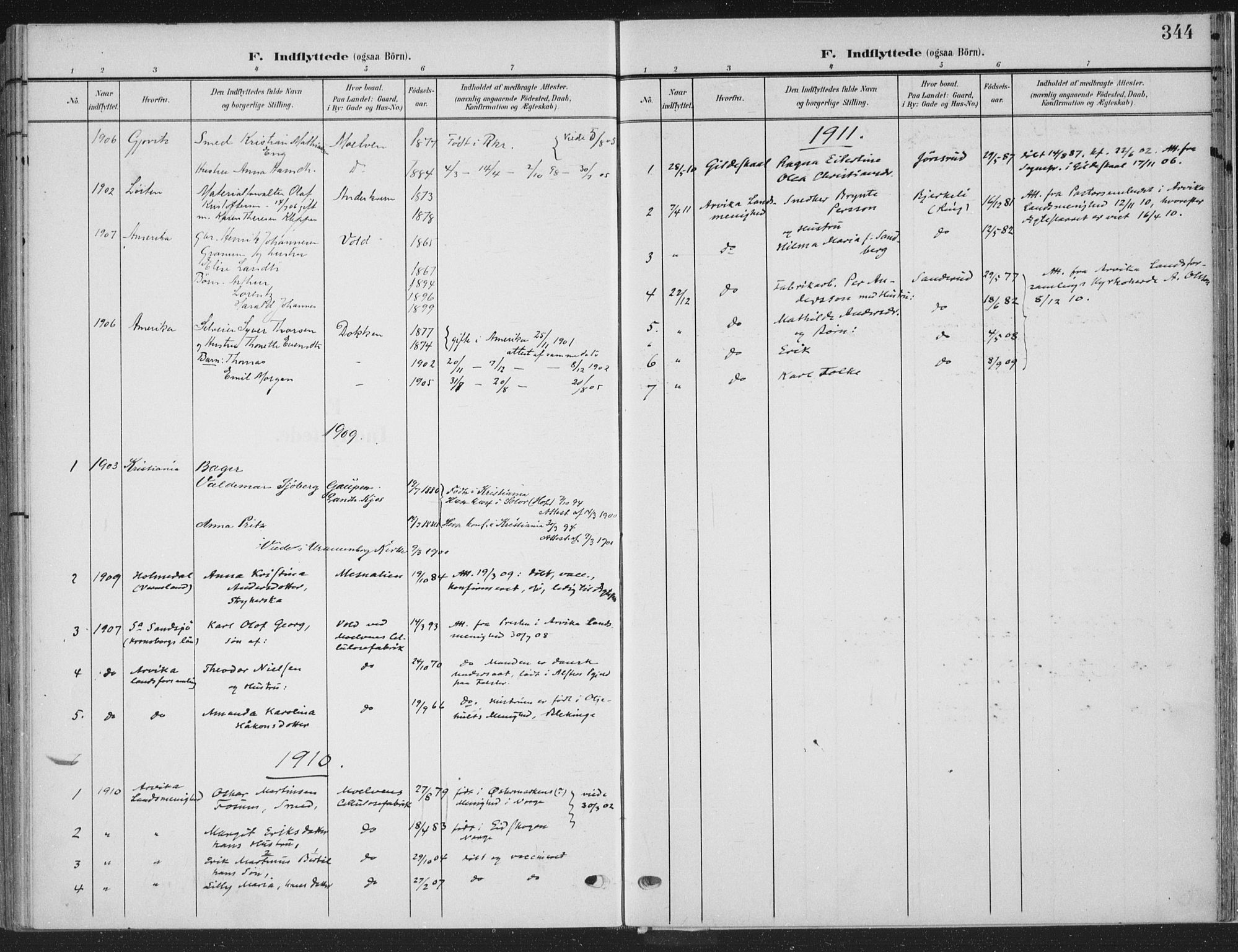 Ringsaker prestekontor, SAH/PREST-014/K/Ka/L0018: Ministerialbok nr. 18, 1903-1912, s. 344