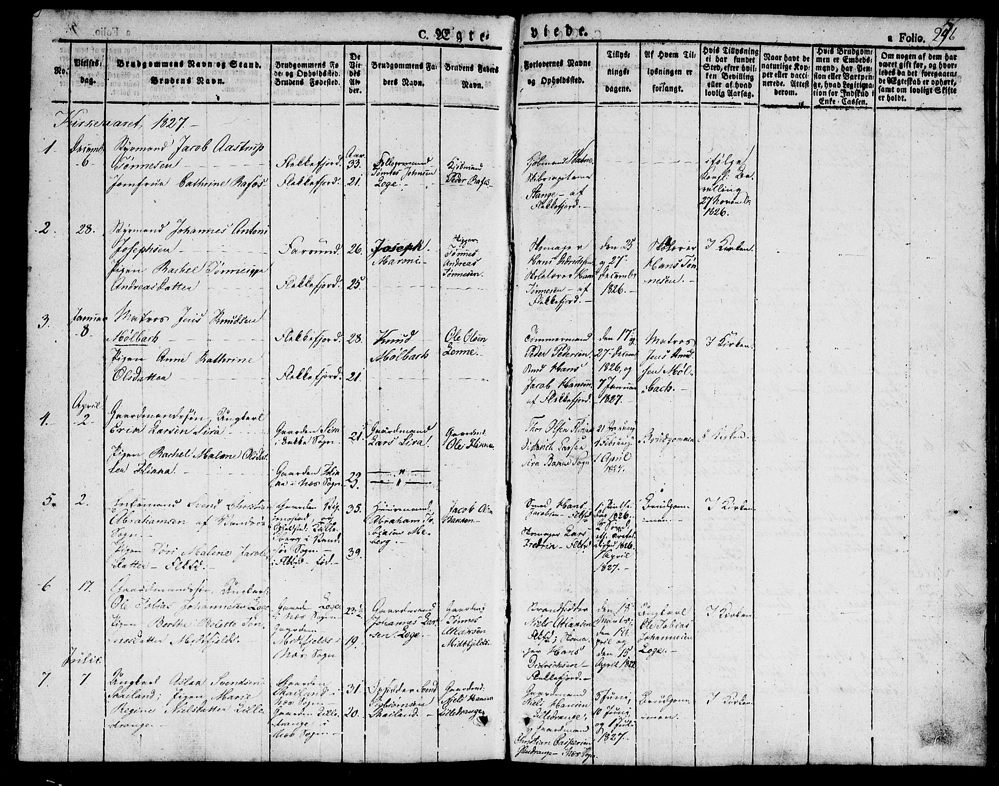 Flekkefjord sokneprestkontor, AV/SAK-1111-0012/F/Fb/Fbc/L0004: Klokkerbok nr. B 4, 1827-1846, s. 256