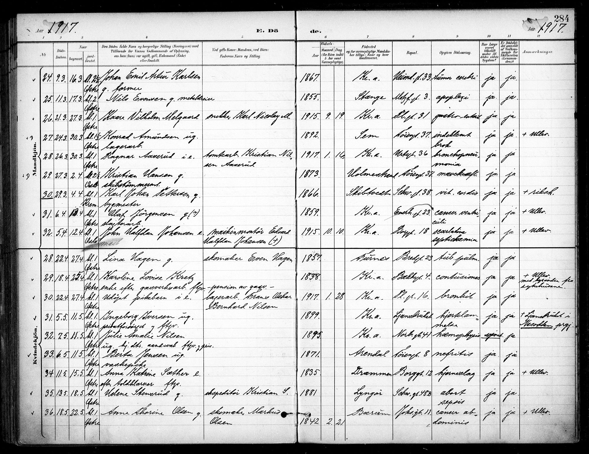 Grønland prestekontor Kirkebøker, AV/SAO-A-10848/F/Fa/L0016: Ministerialbok nr. 16, 1898-1918, s. 284