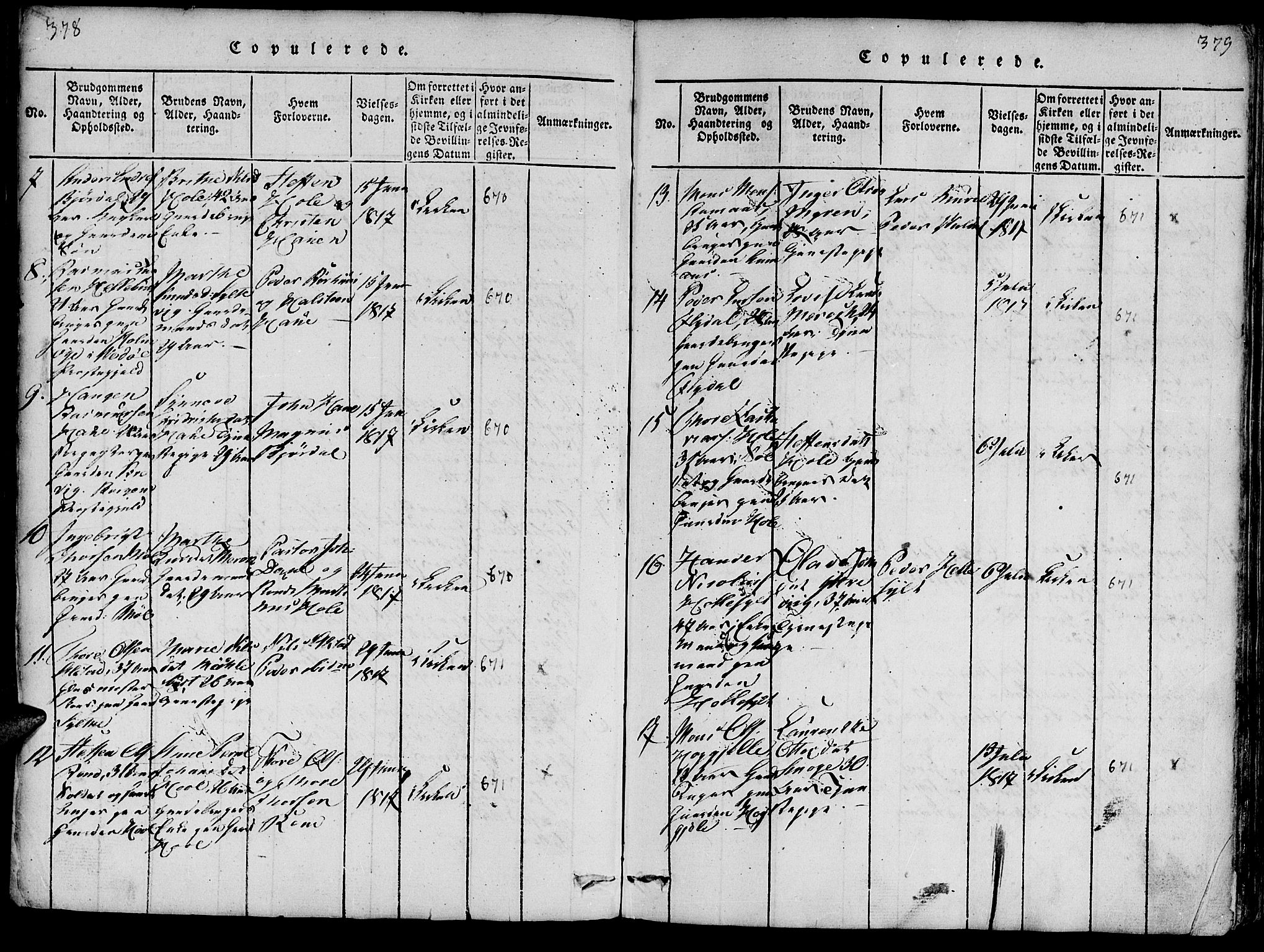 Ministerialprotokoller, klokkerbøker og fødselsregistre - Møre og Romsdal, AV/SAT-A-1454/519/L0260: Klokkerbok nr. 519C01, 1817-1829, s. 378-379