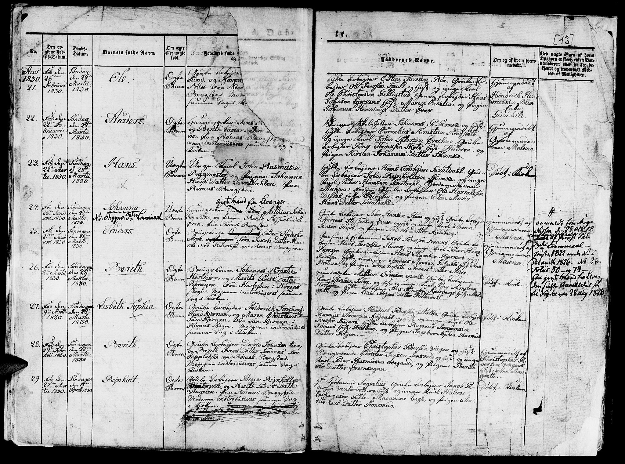 Ministerialprotokoller, klokkerbøker og fødselsregistre - Sør-Trøndelag, AV/SAT-A-1456/681/L0938: Klokkerbok nr. 681C02, 1829-1879, s. 13