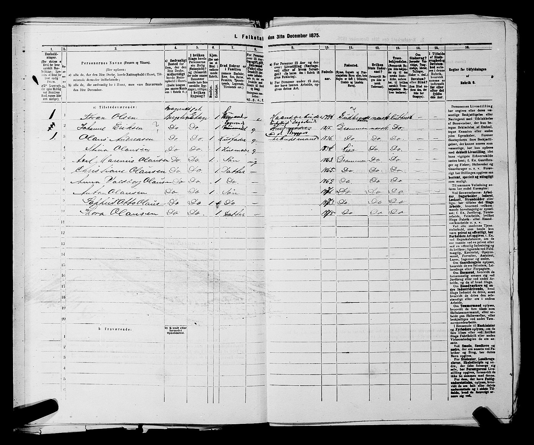 SAKO, Folketelling 1875 for 0602 Drammen kjøpstad, 1875, s. 979
