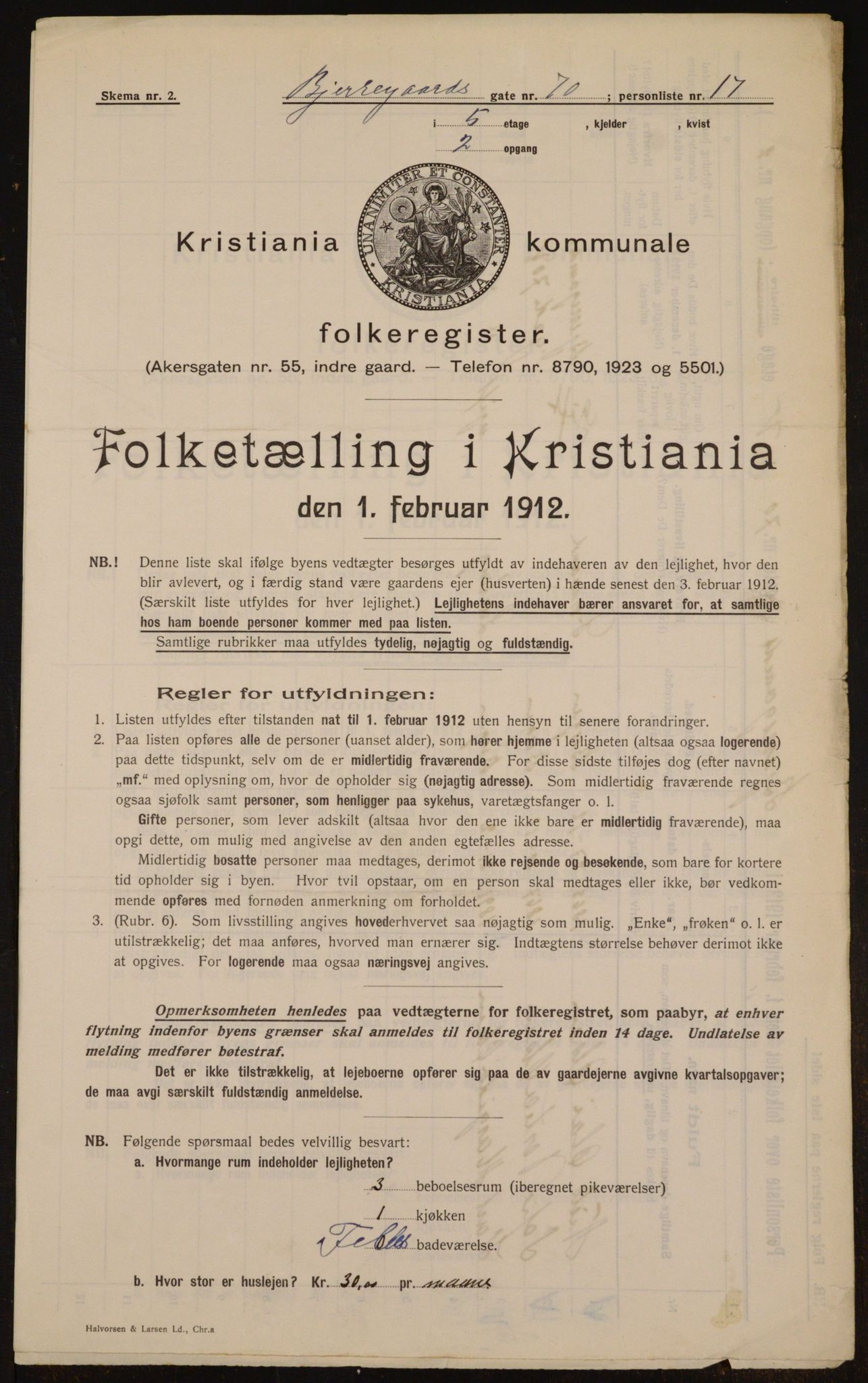 OBA, Kommunal folketelling 1.2.1912 for Kristiania, 1912, s. 6275