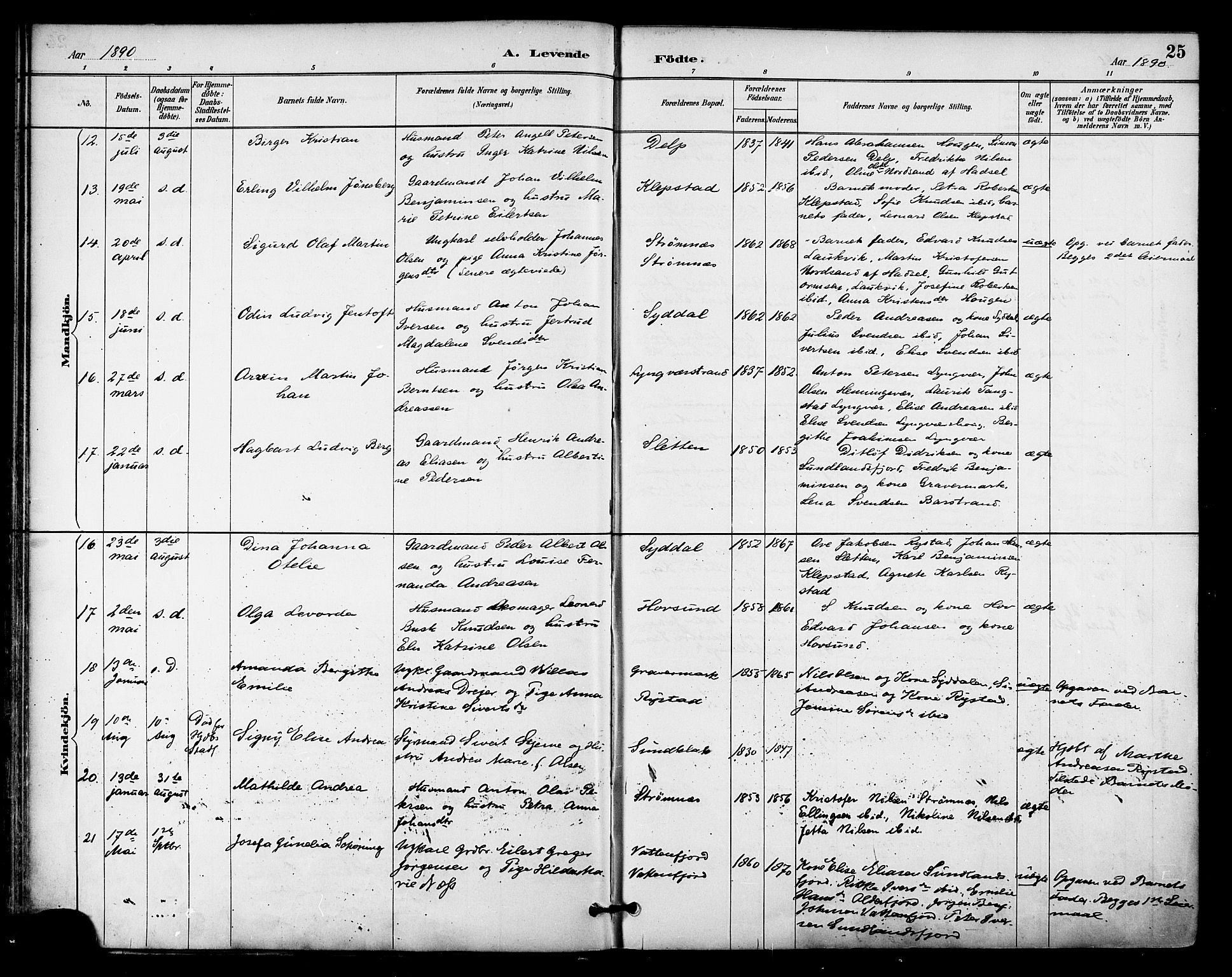 Ministerialprotokoller, klokkerbøker og fødselsregistre - Nordland, AV/SAT-A-1459/876/L1097: Ministerialbok nr. 876A03, 1886-1896, s. 25