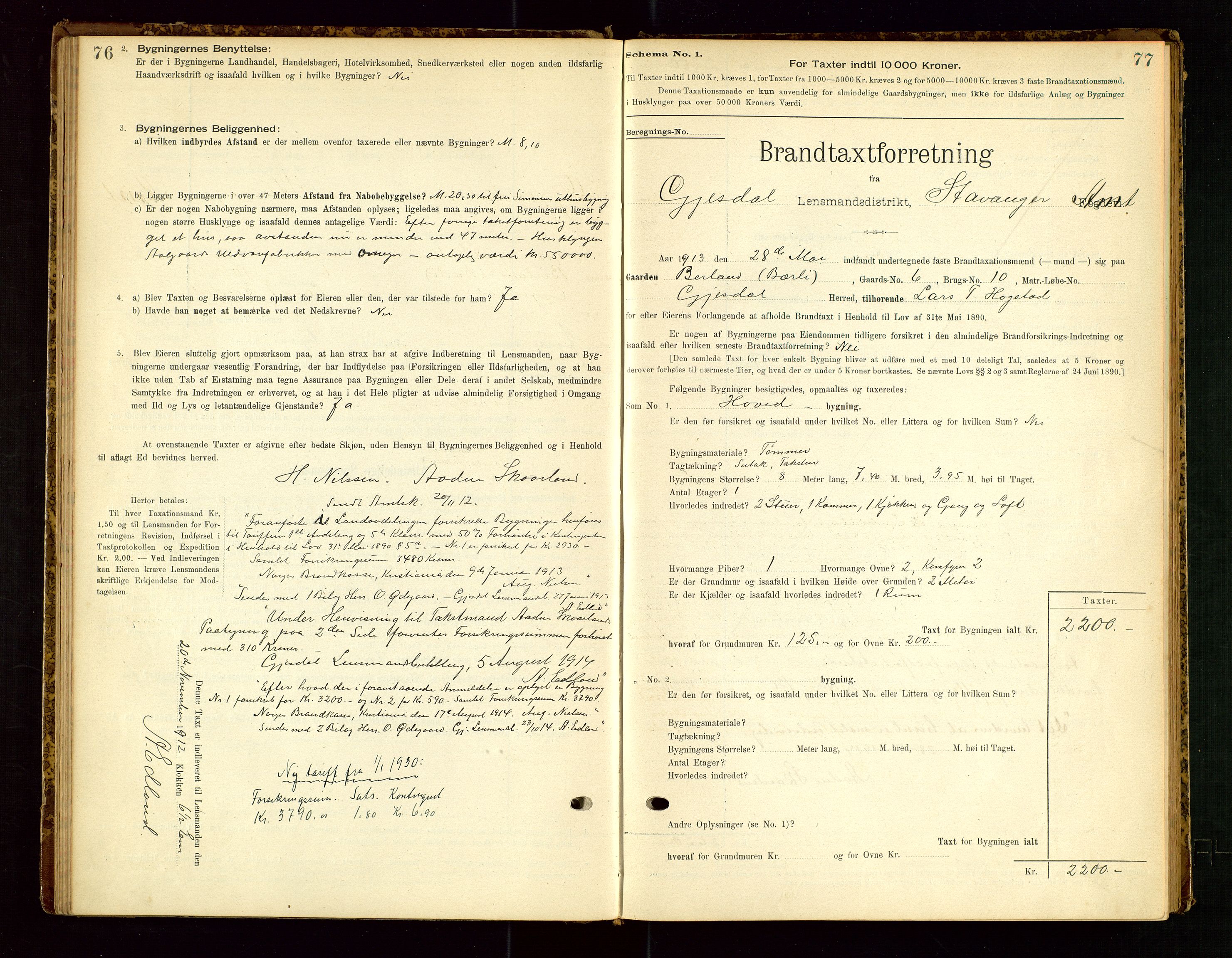 Gjesdal lensmannskontor, SAST/A-100441/Go/L0007: Branntakstskjemaprotokoll, 1894-1937, s. 76-77