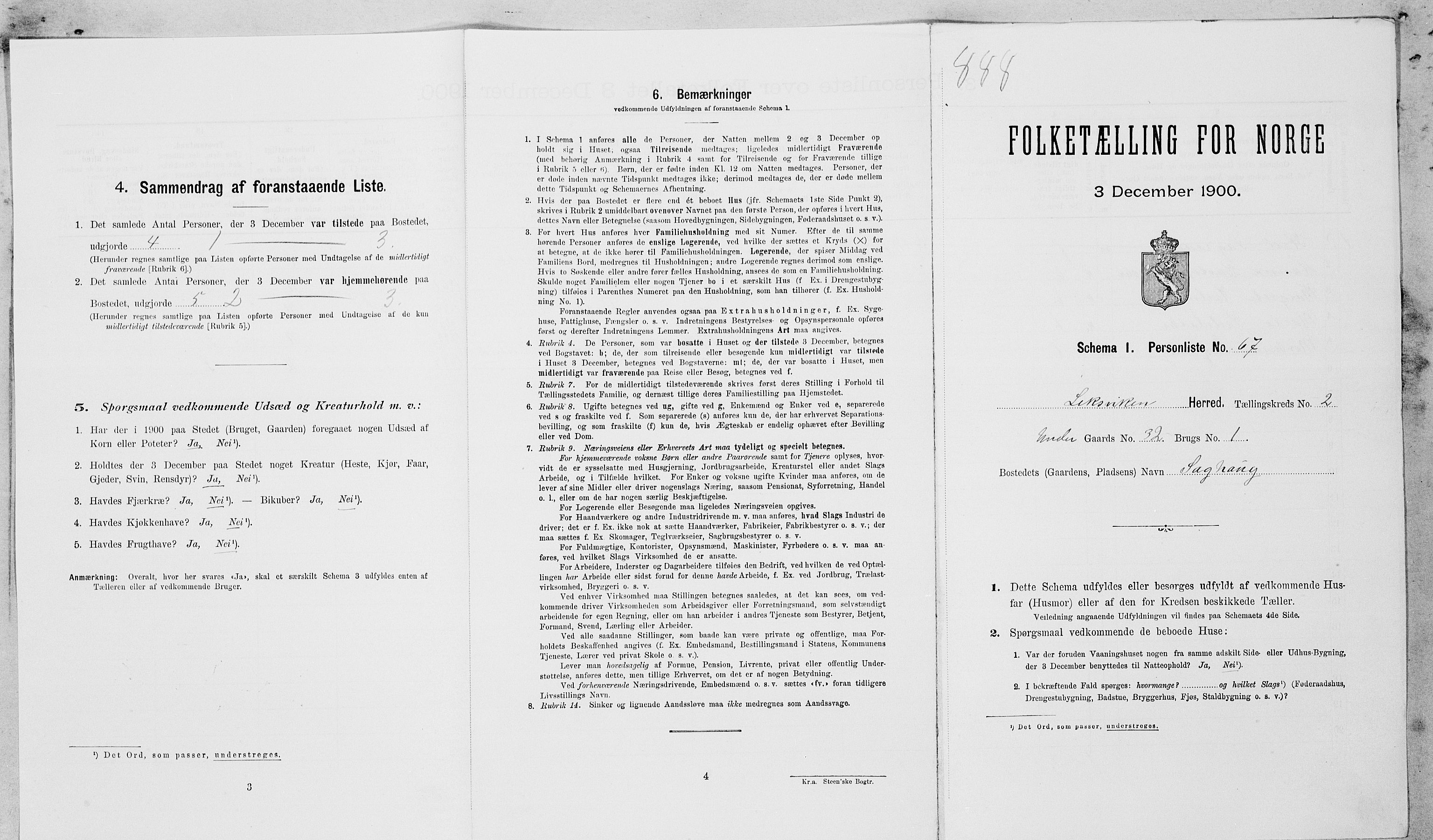 SAT, Folketelling 1900 for 1718 Leksvik herred, 1900, s. 290