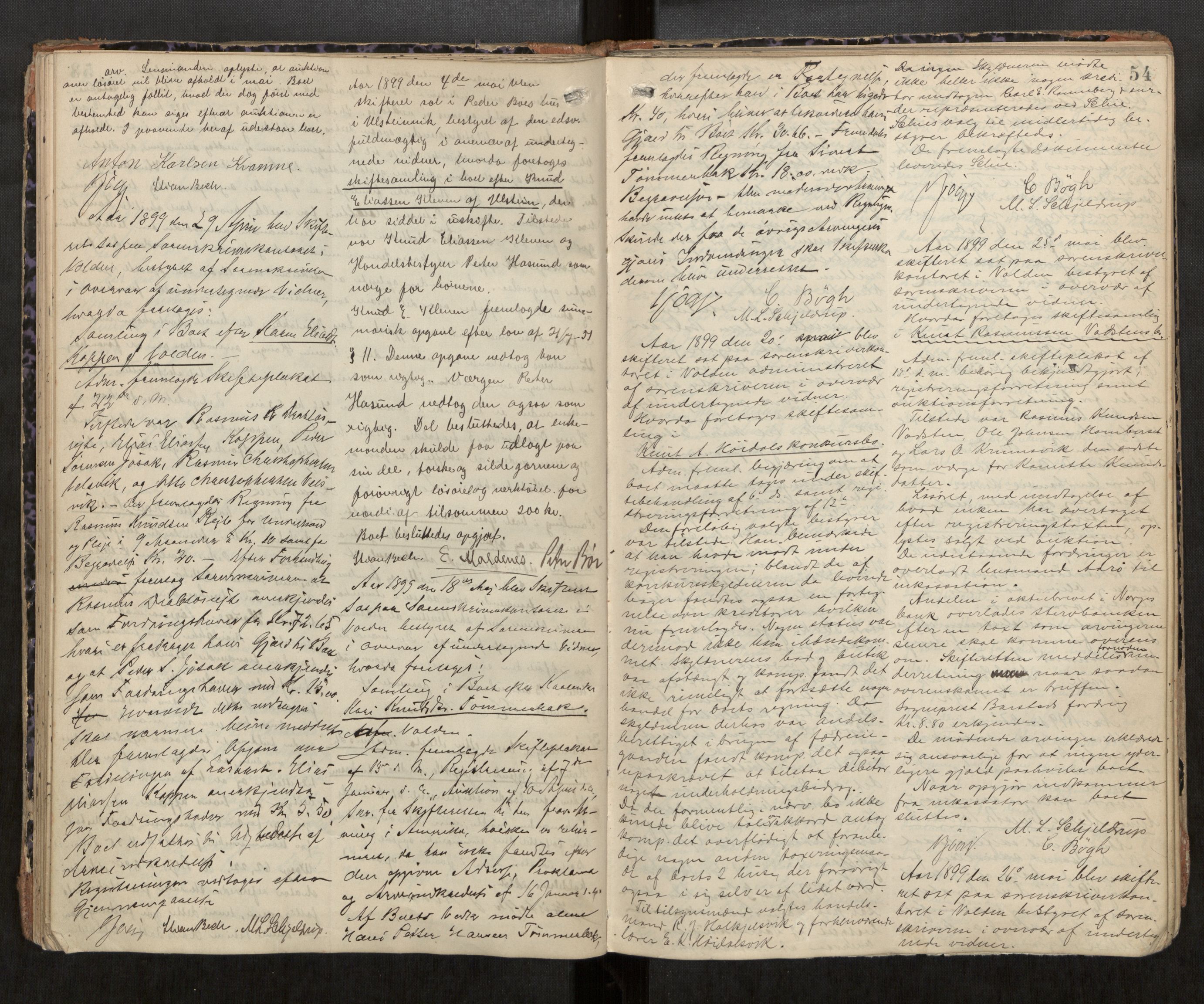 Søre Sunnmøre sorenskriveri, AV/SAT-A-4122/1/3/3B/L0007: Skiftebehandlings- / Skifteforhandlingsprotokollar, 1893-1902, s. 54