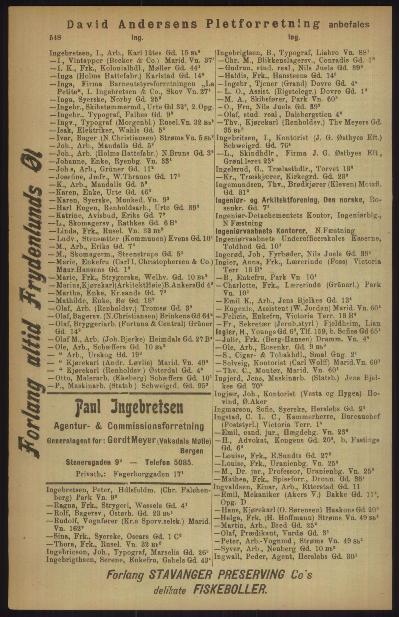 Kristiania/Oslo adressebok, PUBL/-, 1911, s. 548