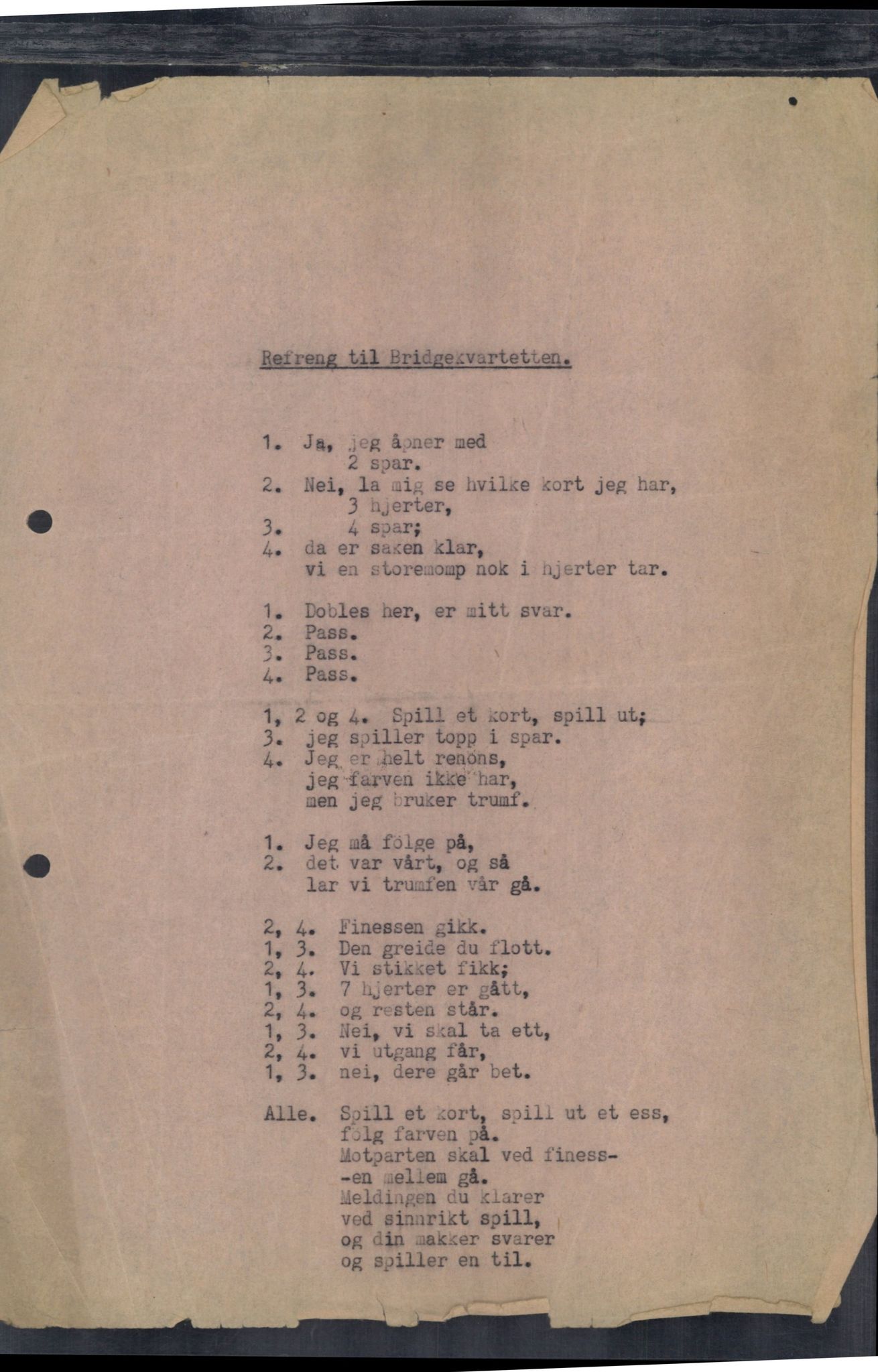 Otto Nielsen, TRKO/PA-1176/F/L0021/0167: Brev. Postbox 39. Speideren / Bridgekvartetten, 1933