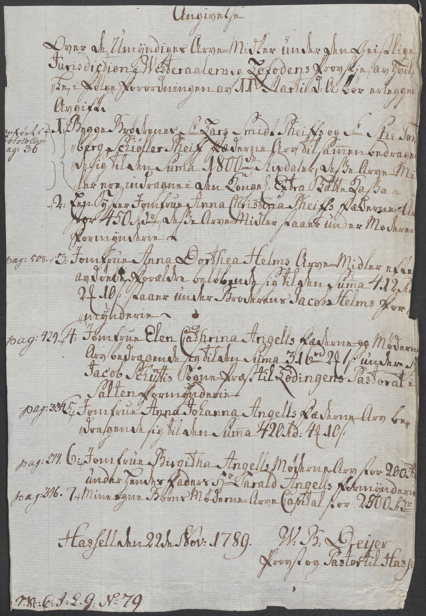 Rentekammeret inntil 1814, Reviderte regnskaper, Mindre regnskaper, RA/EA-4068/Rf/Rfe/L0055: Vesterålen, Andenes og Lofoten fogderi, 1789, s. 37