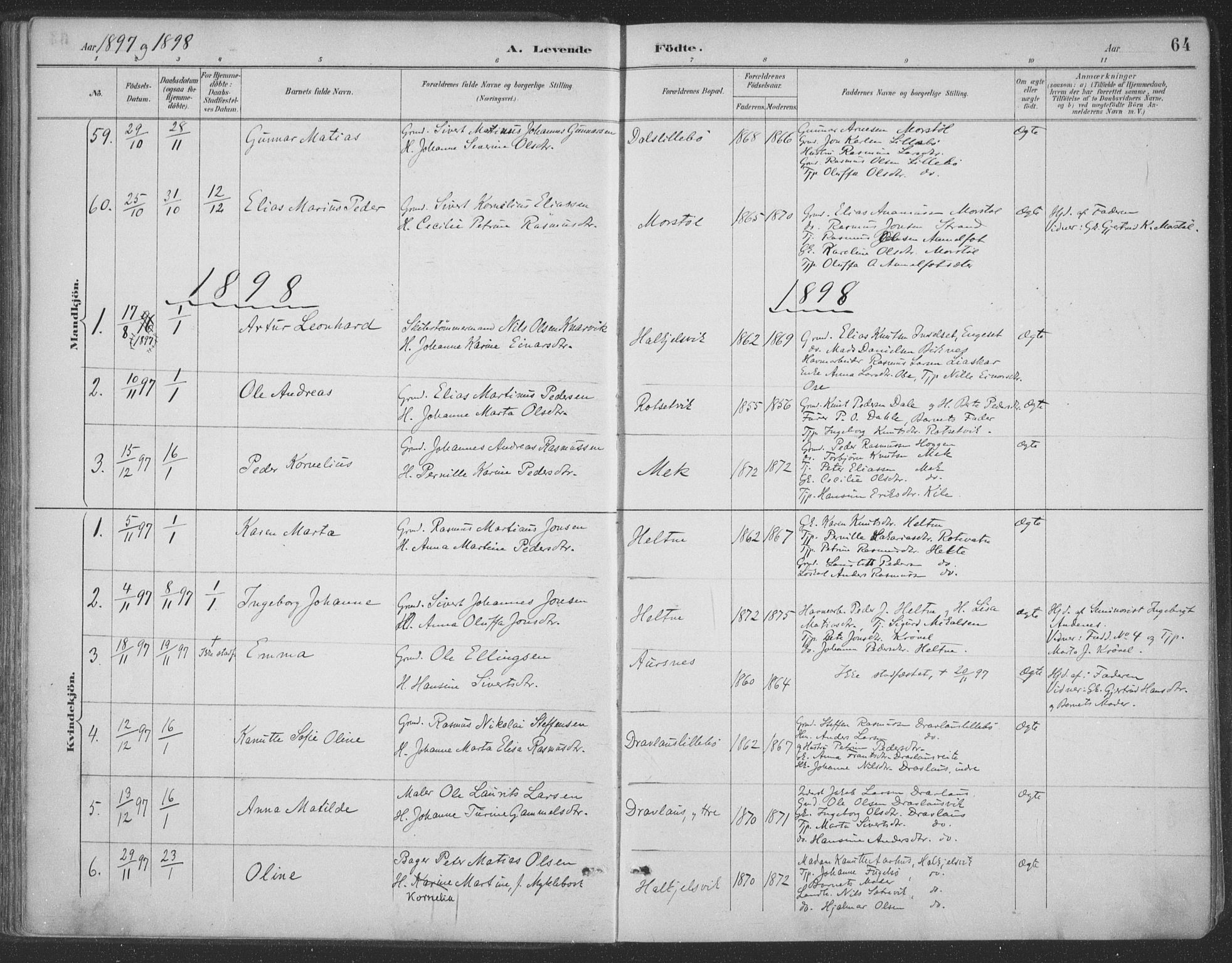Ministerialprotokoller, klokkerbøker og fødselsregistre - Møre og Romsdal, AV/SAT-A-1454/511/L0142: Ministerialbok nr. 511A09, 1891-1905, s. 64