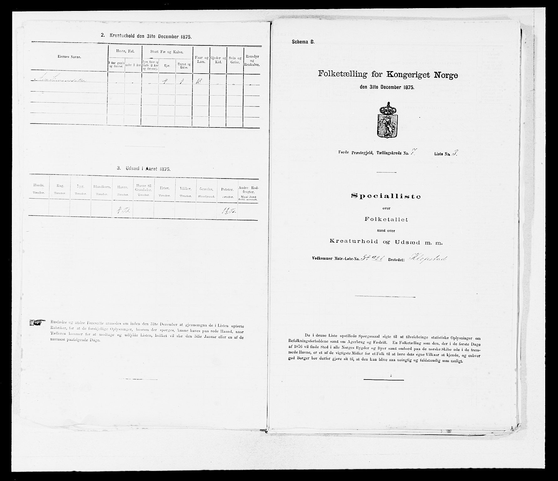 SAB, Folketelling 1875 for 1432P Førde prestegjeld, 1875, s. 820