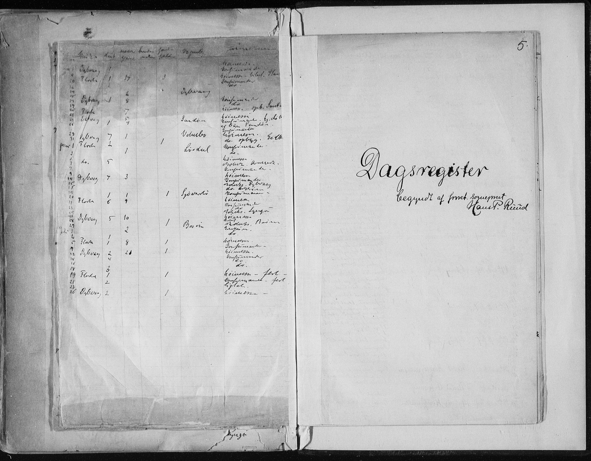 Dypvåg sokneprestkontor, SAK/1111-0007/F/Fa/Faa/L0008: Ministerialbok nr. A 8, 1885-1906, s. 5