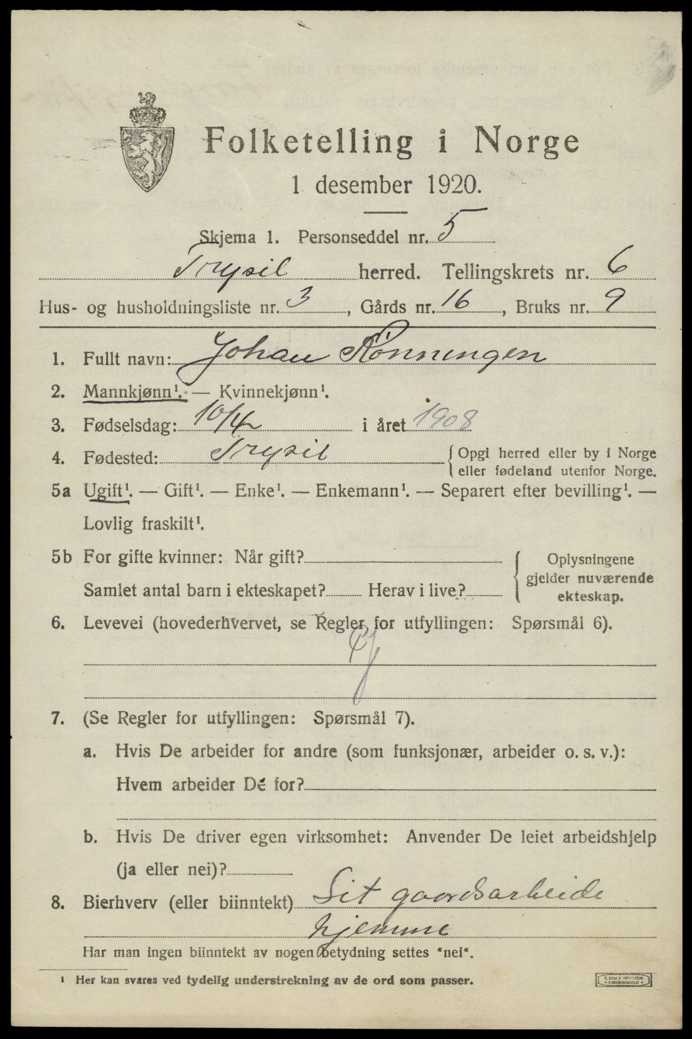 SAH, Folketelling 1920 for 0428 Trysil herred, 1920, s. 4575