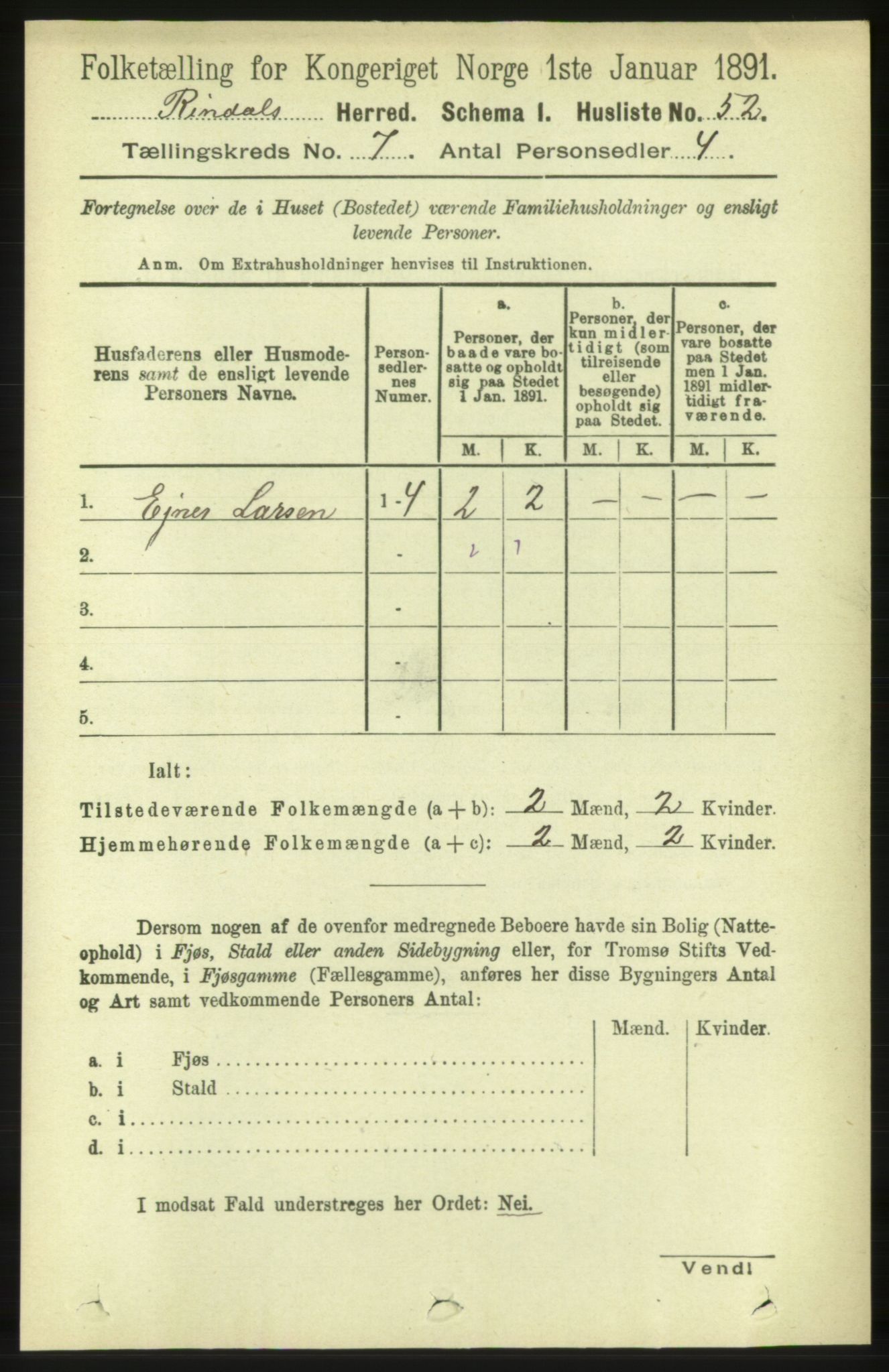 RA, Folketelling 1891 for 1567 Rindal herred, 1891, s. 2015