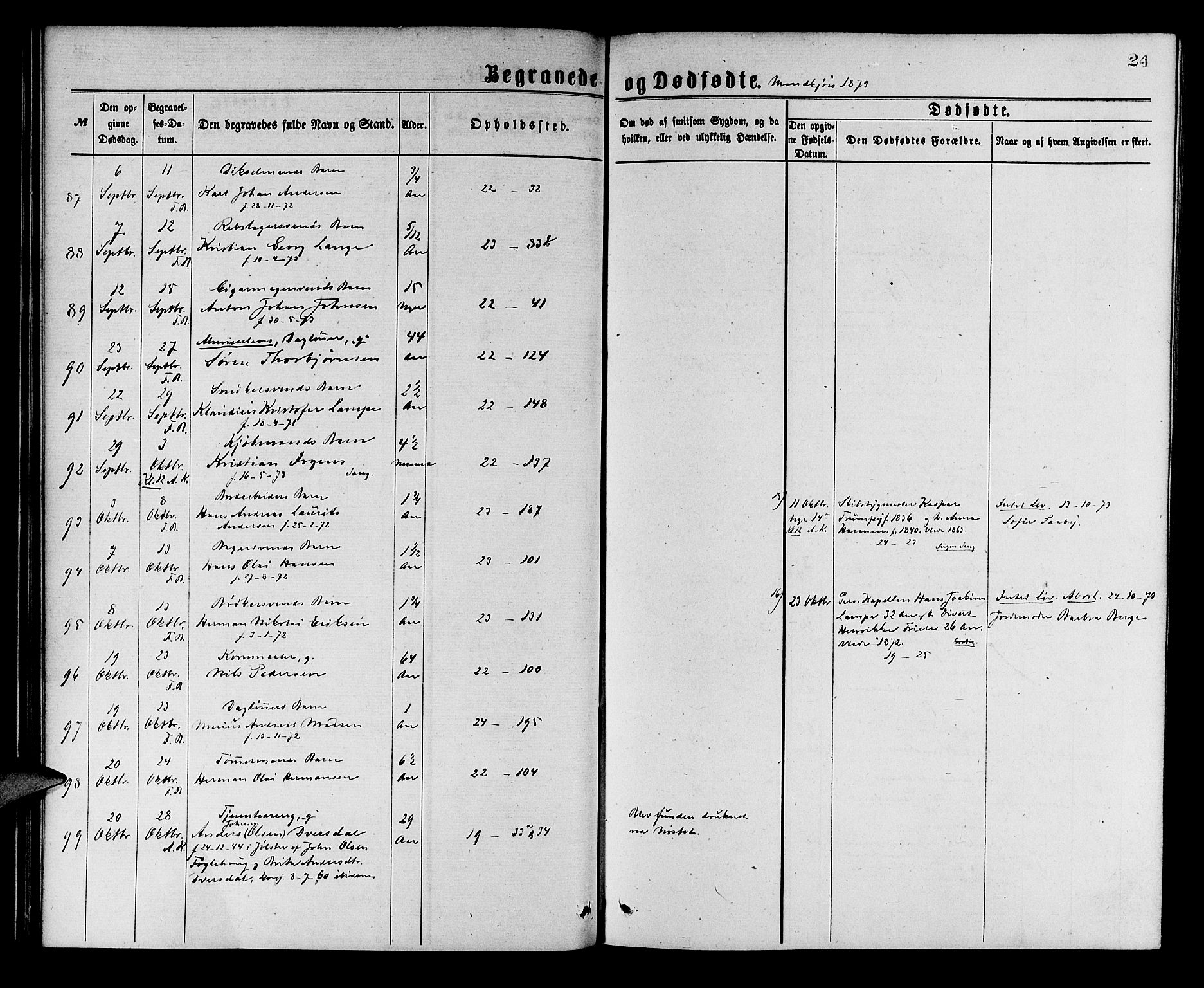 Korskirken sokneprestembete, AV/SAB-A-76101/H/Hab: Klokkerbok nr. E 3, 1871-1883, s. 24