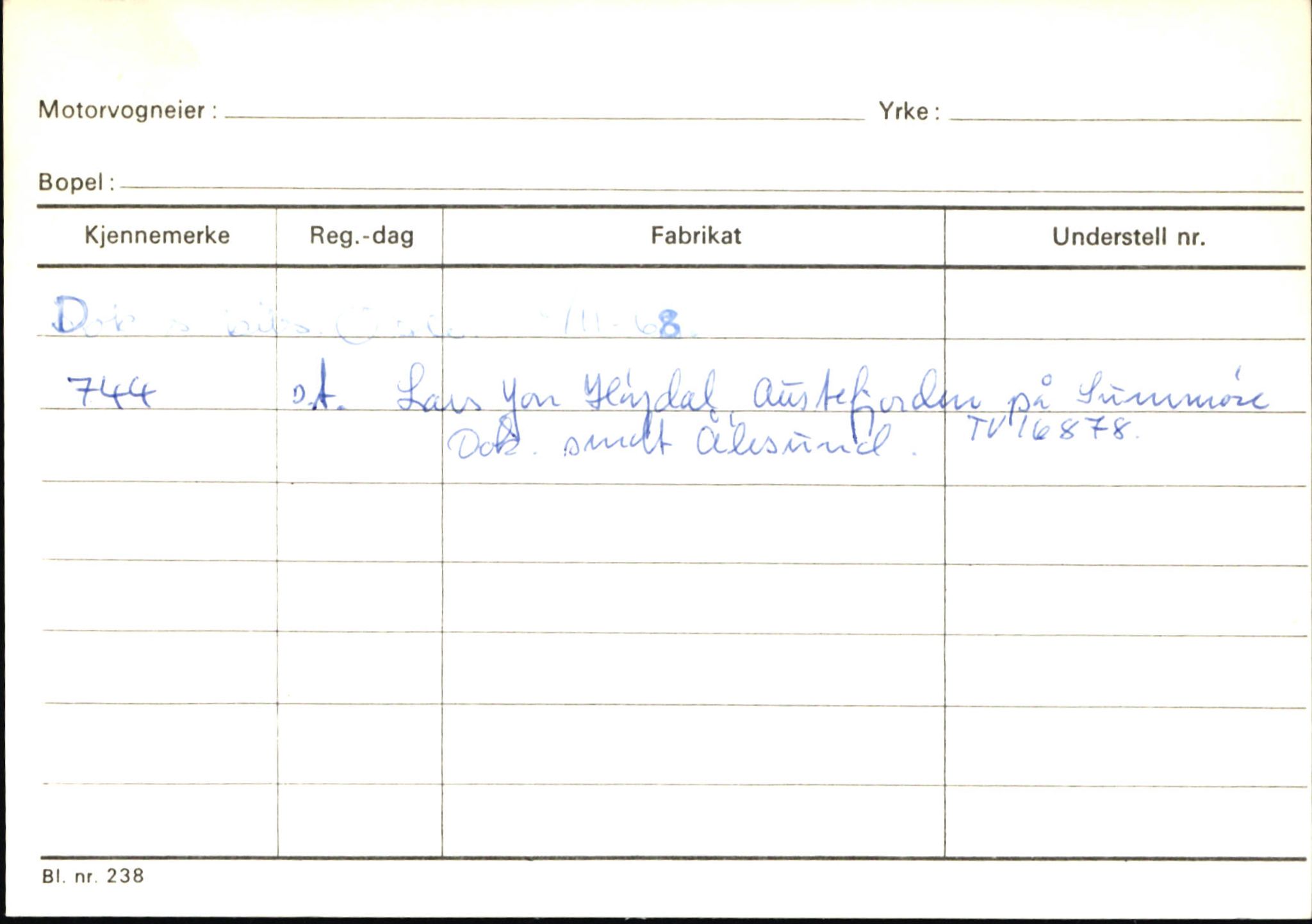 Statens vegvesen, Sogn og Fjordane vegkontor, AV/SAB-A-5301/4/F/L0145: Registerkort Vågsøy S-Å. Årdal I-P, 1945-1975, s. 1176