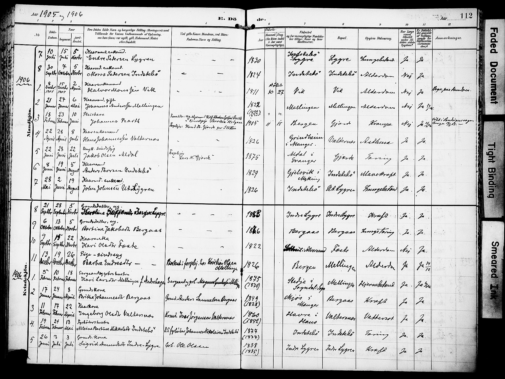 Lindås Sokneprestembete, SAB/A-76701/H/Haa: Ministerialbok nr. E 2, 1897-1912, s. 112