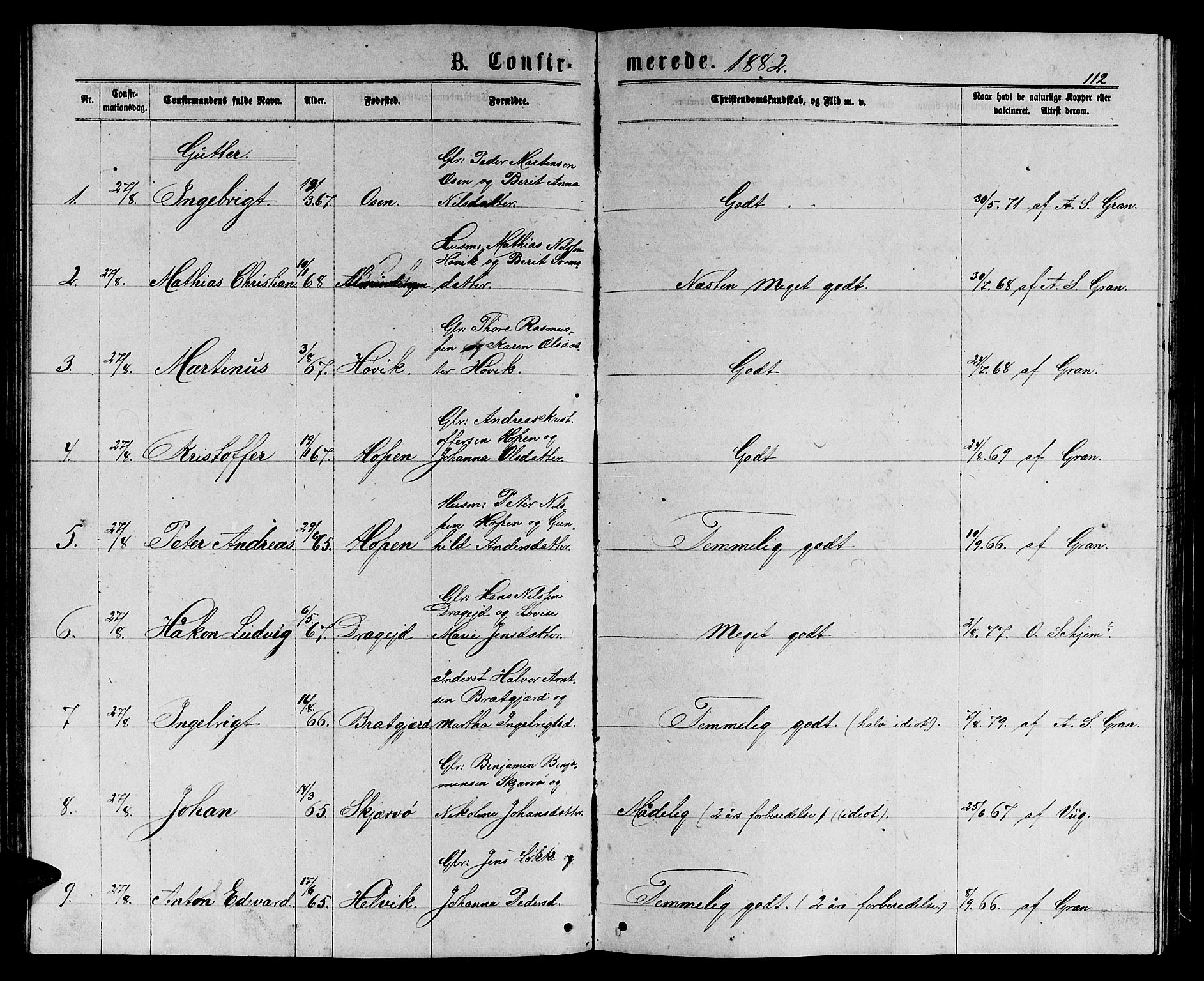 Ministerialprotokoller, klokkerbøker og fødselsregistre - Sør-Trøndelag, SAT/A-1456/658/L0725: Klokkerbok nr. 658C01, 1867-1882, s. 112