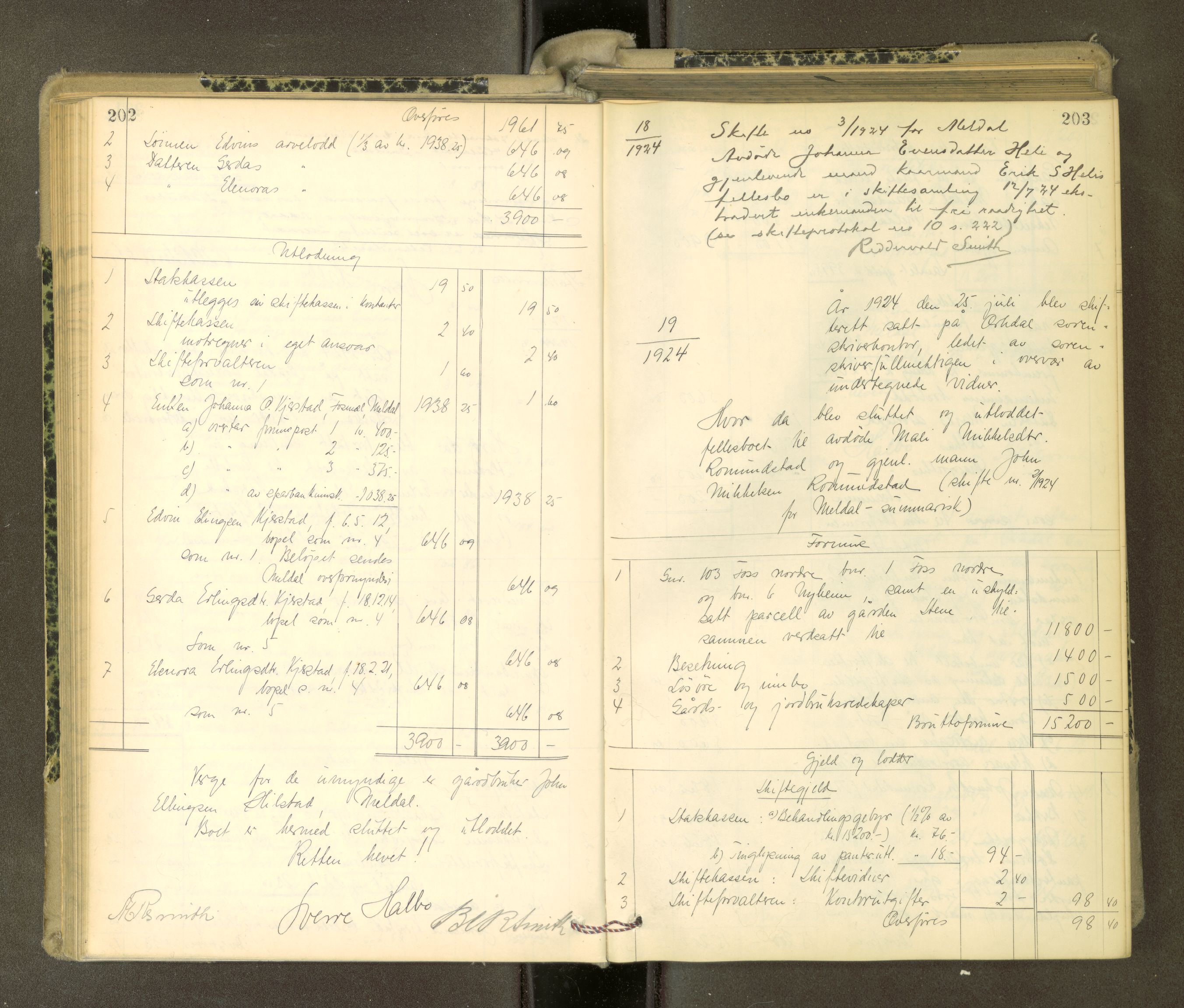 Orkdal sorenskriveri, AV/SAT-A-4169/1/3/3Aa/L0017: Skifteprotokoller, 1921-1929, s. 202-203