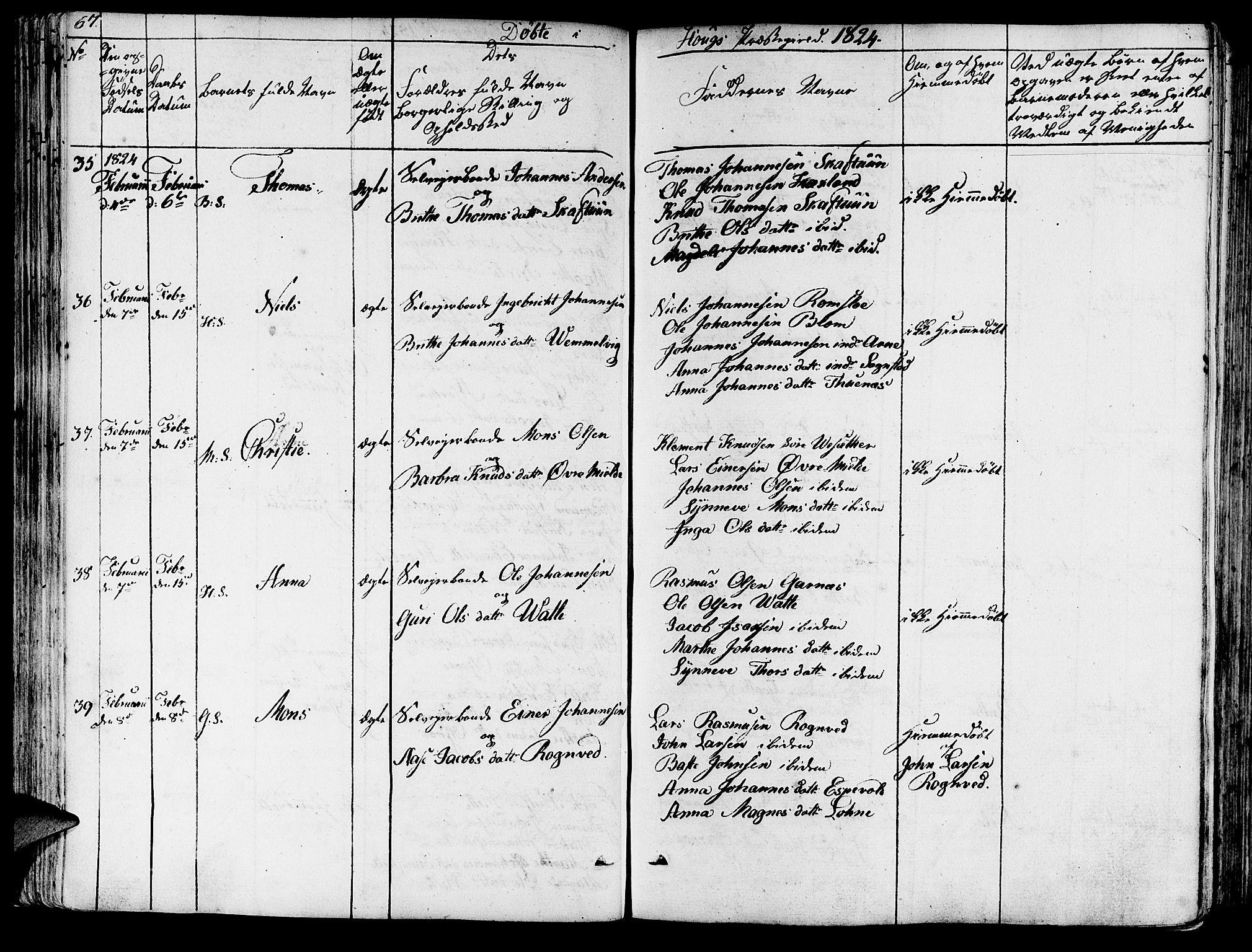 Haus sokneprestembete, SAB/A-75601/H/Haa: Ministerialbok nr. A 13, 1821-1827, s. 67
