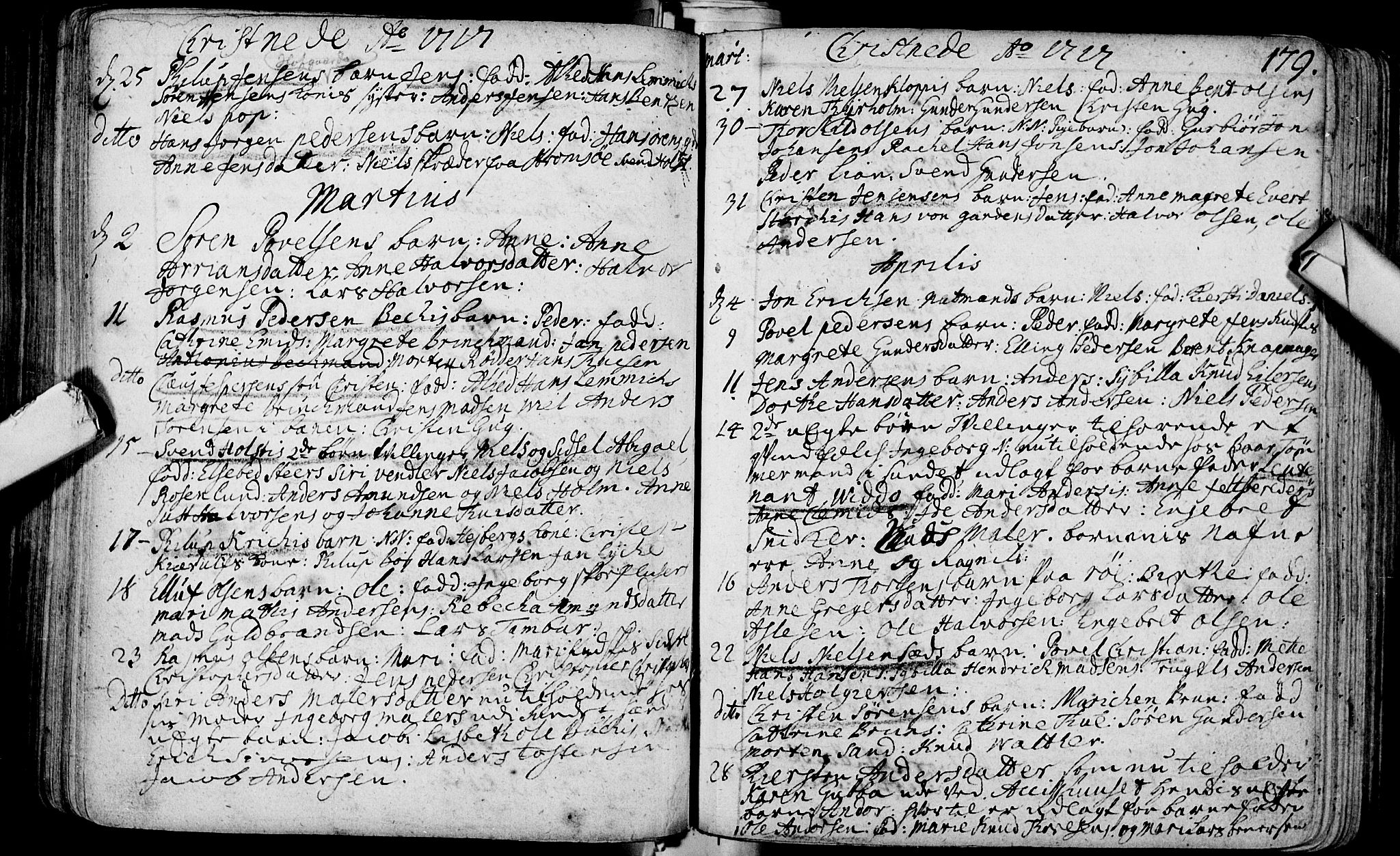 Bragernes kirkebøker, AV/SAKO-A-6/F/Fa/L0003: Ministerialbok nr. I 3, 1706-1734, s. 179
