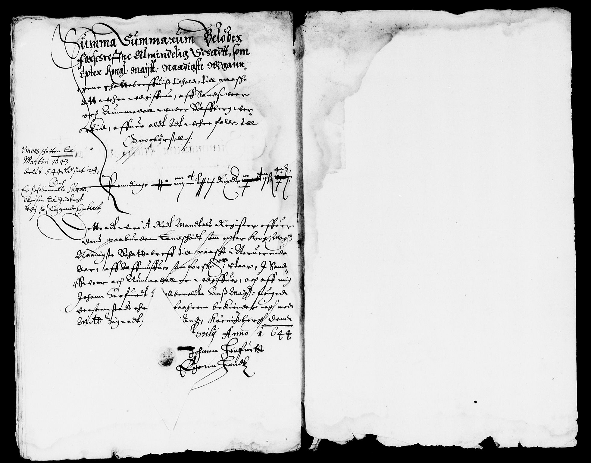 Rentekammeret inntil 1814, Reviderte regnskaper, Lensregnskaper, RA/EA-5023/R/Rb/Rbn/L0003: Numedal og Sandsvær len, 1643-1648