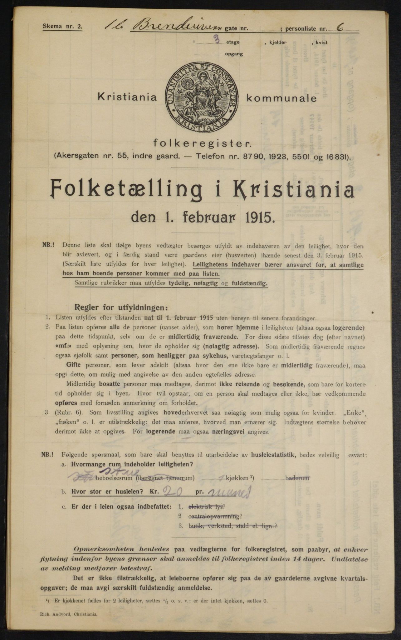 OBA, Kommunal folketelling 1.2.1915 for Kristiania, 1915, s. 8583