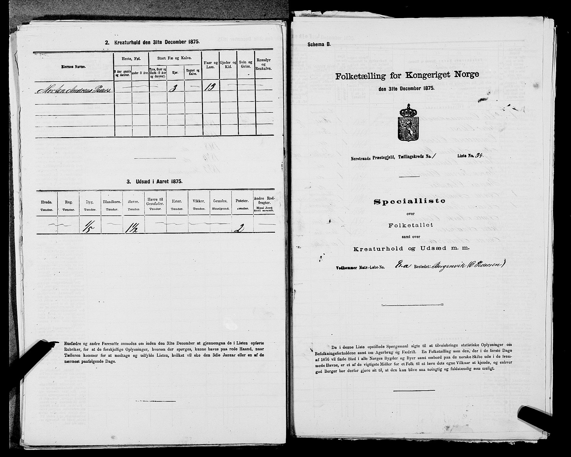 SAST, Folketelling 1875 for 1139P Nedstrand prestegjeld, 1875, s. 112