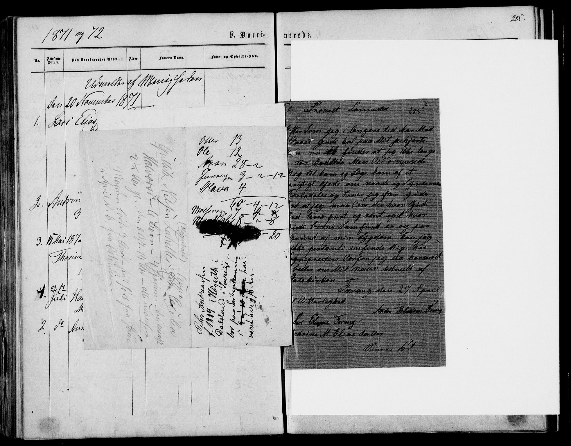 Sandar kirkebøker, AV/SAKO-A-243/F/Fa/L0009: Ministerialbok nr. 9, 1862-1871, s. 285
