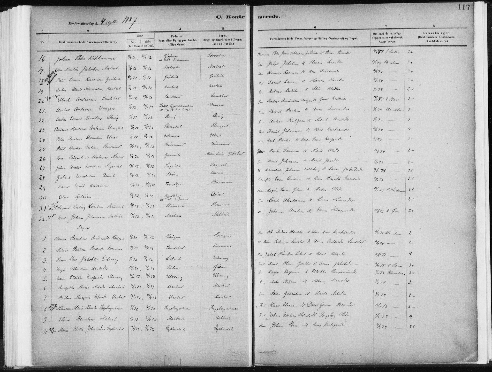 Ministerialprotokoller, klokkerbøker og fødselsregistre - Sør-Trøndelag, AV/SAT-A-1456/637/L0558: Ministerialbok nr. 637A01, 1882-1899, s. 117