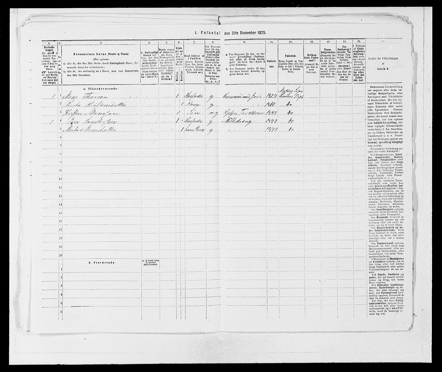 SAB, Folketelling 1875 for 1263P Lindås prestegjeld, 1875, s. 809