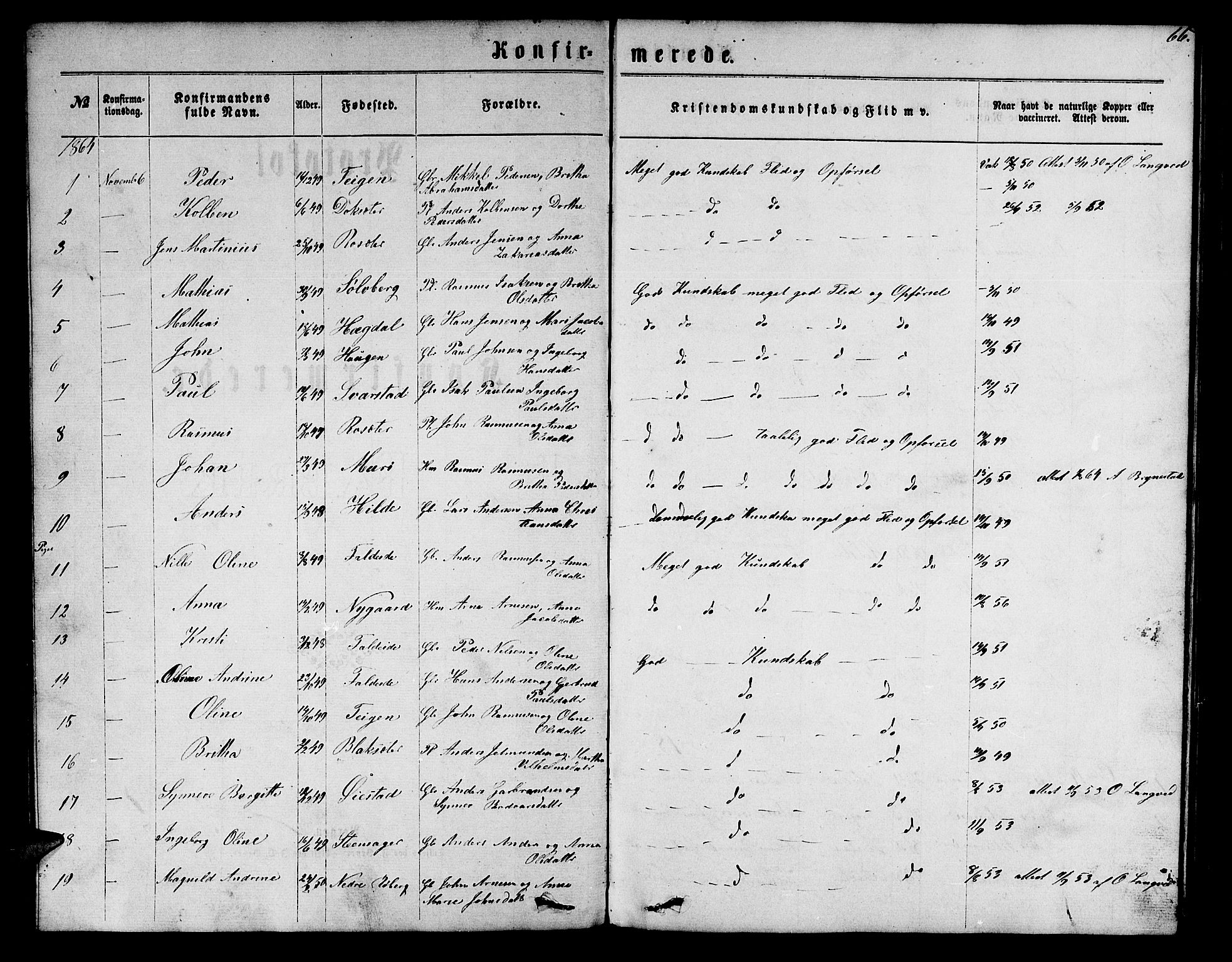 Innvik sokneprestembete, AV/SAB-A-80501: Klokkerbok nr. A 2, 1864-1885, s. 66