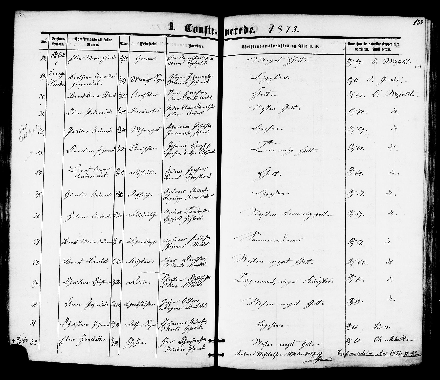 Ministerialprotokoller, klokkerbøker og fødselsregistre - Nord-Trøndelag, SAT/A-1458/701/L0009: Ministerialbok nr. 701A09 /1, 1864-1882, s. 188