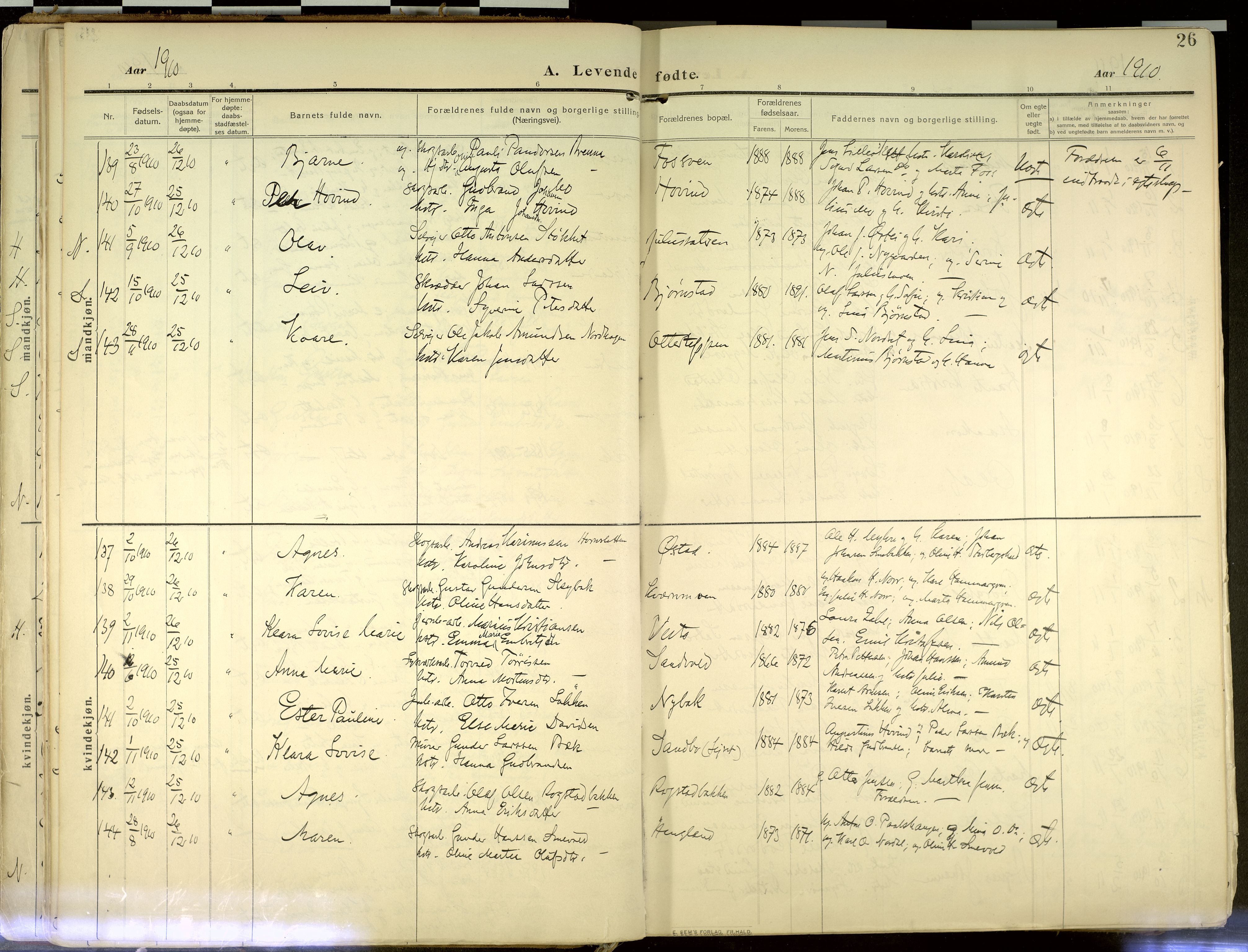 Elverum prestekontor, AV/SAH-PREST-044/H/Ha/Haa/L0020: Ministerialbok nr. 20, 1909-1921, s. 26