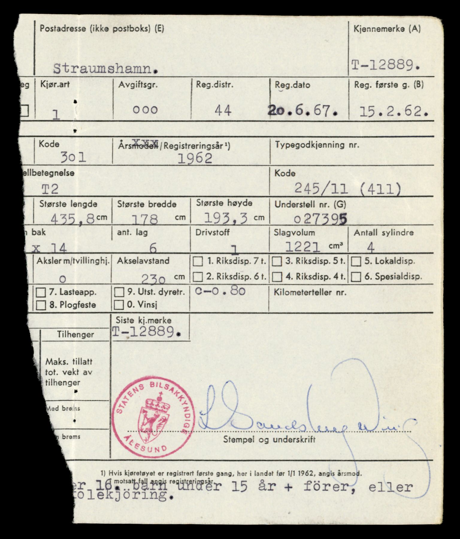 Møre og Romsdal vegkontor - Ålesund trafikkstasjon, AV/SAT-A-4099/F/Fe/L0036: Registreringskort for kjøretøy T 12831 - T 13030, 1927-1998, s. 993