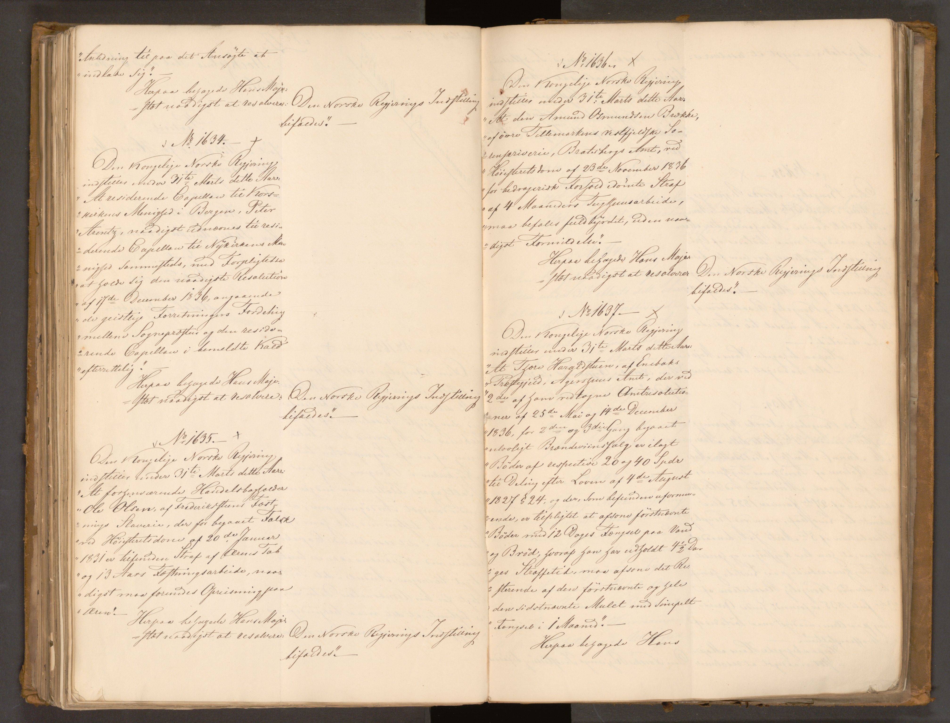 Statsrådssekretariatet, AV/RA-S-1001/A/Ab/L0044: Kgl. res. nr. 1193-1948, 1. halvår, 1837