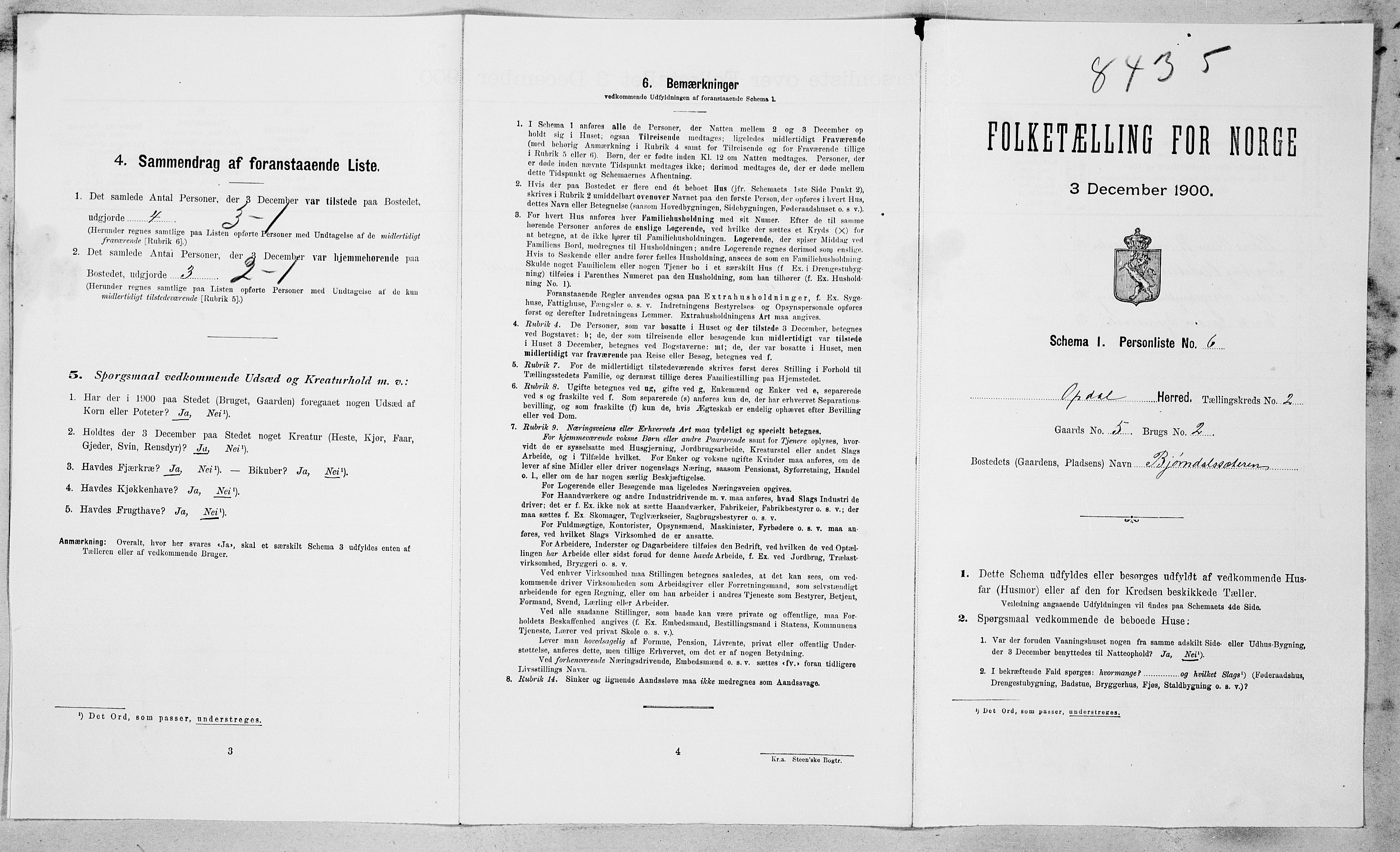 SAT, Folketelling 1900 for 1634 Oppdal herred, 1900, s. 196