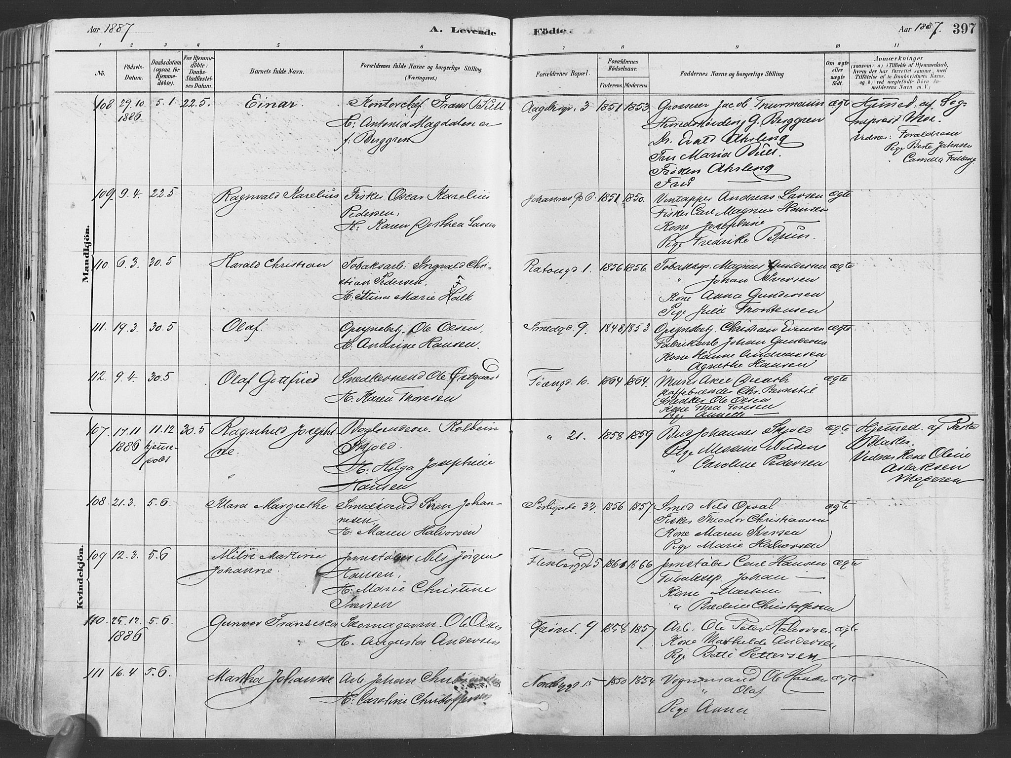 Grønland prestekontor Kirkebøker, SAO/A-10848/F/Fa/L0007: Ministerialbok nr. 7, 1878-1888, s. 397