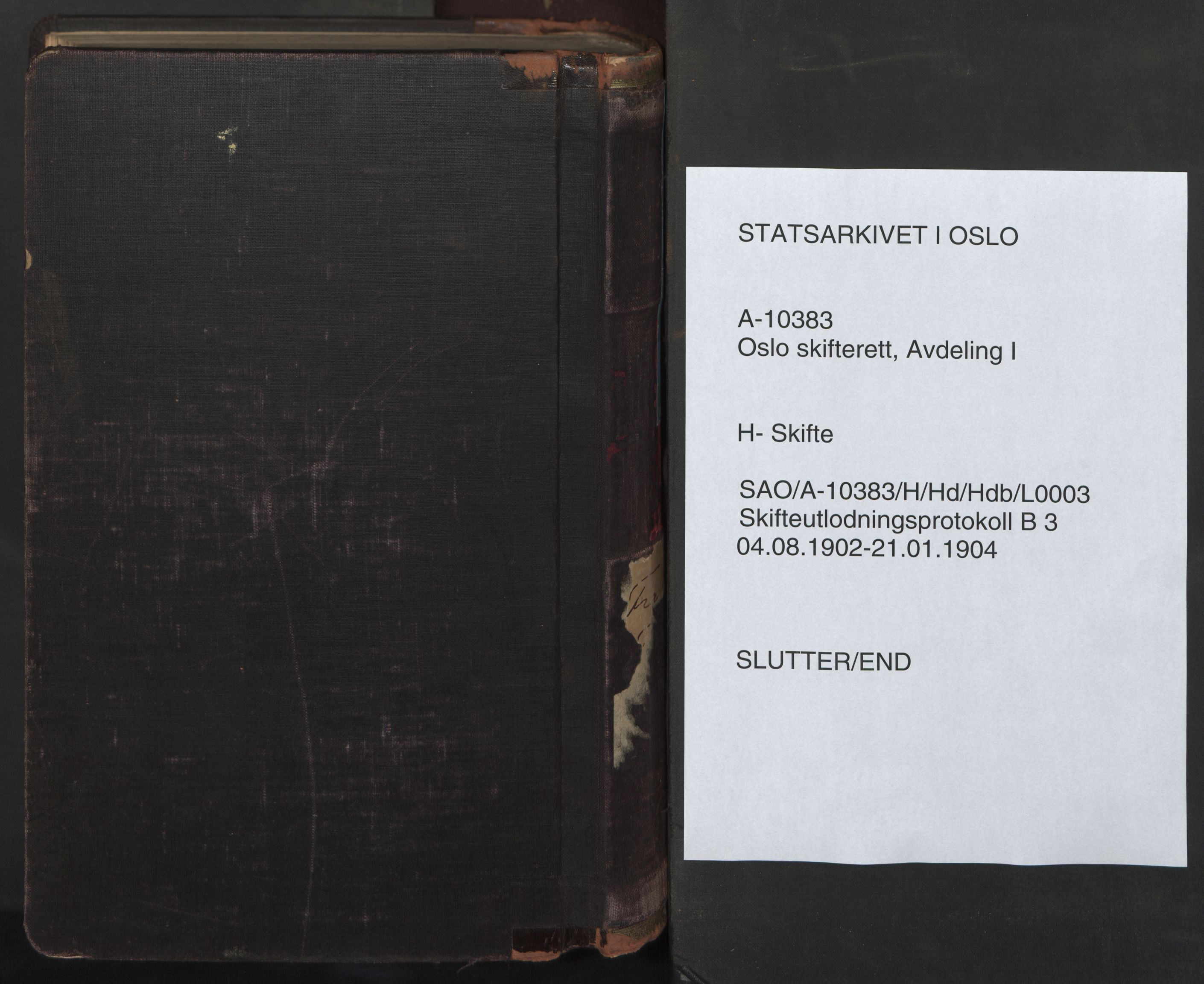 Oslo skifterett, AV/SAO-A-10383/H/Hd/Hdb/L0003: Skifteutlodningsprotokoll, 1902-1904