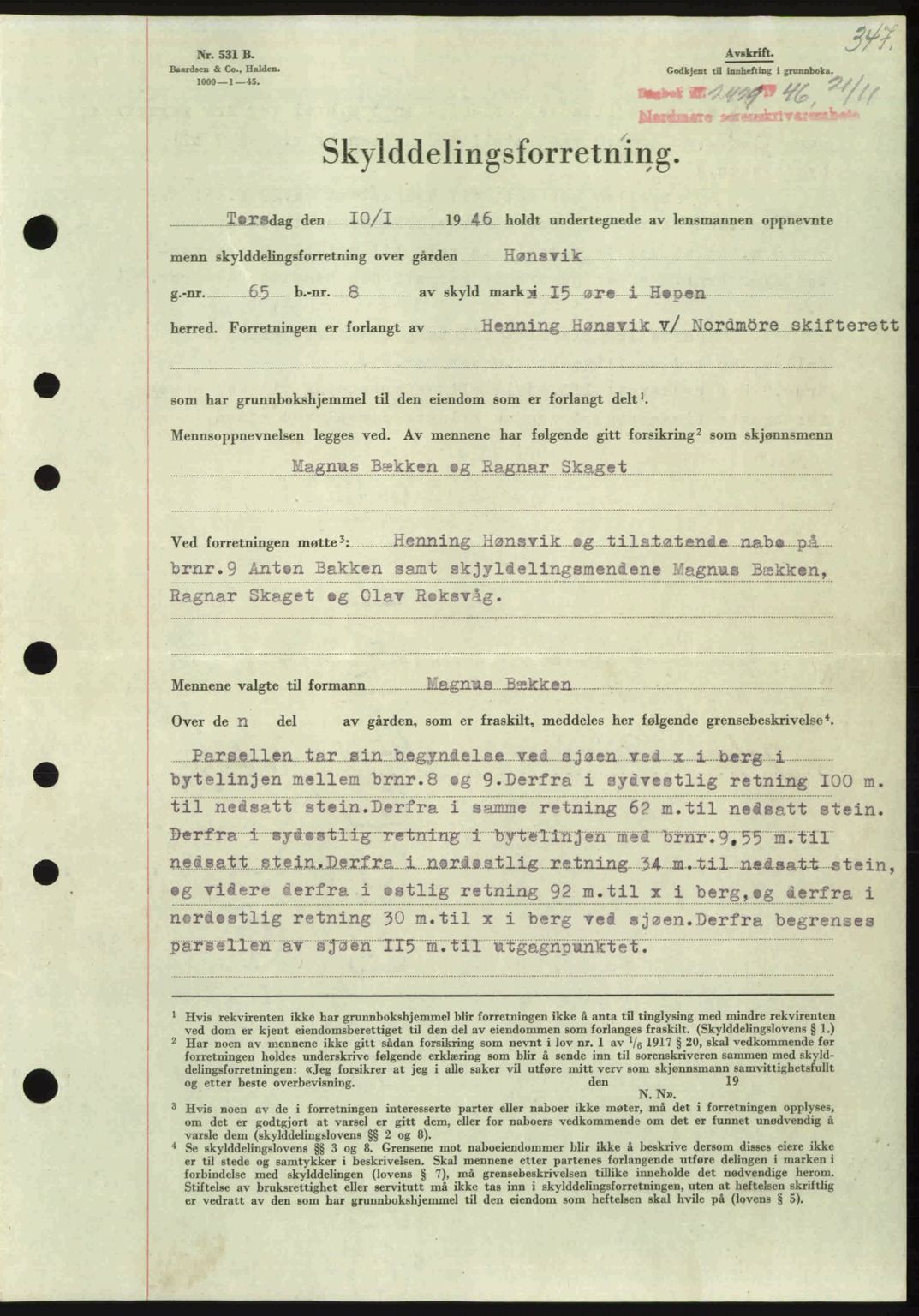 Nordmøre sorenskriveri, SAT/A-4132/1/2/2Ca: Pantebok nr. A103, 1946-1947, Dagboknr: 2429/1946