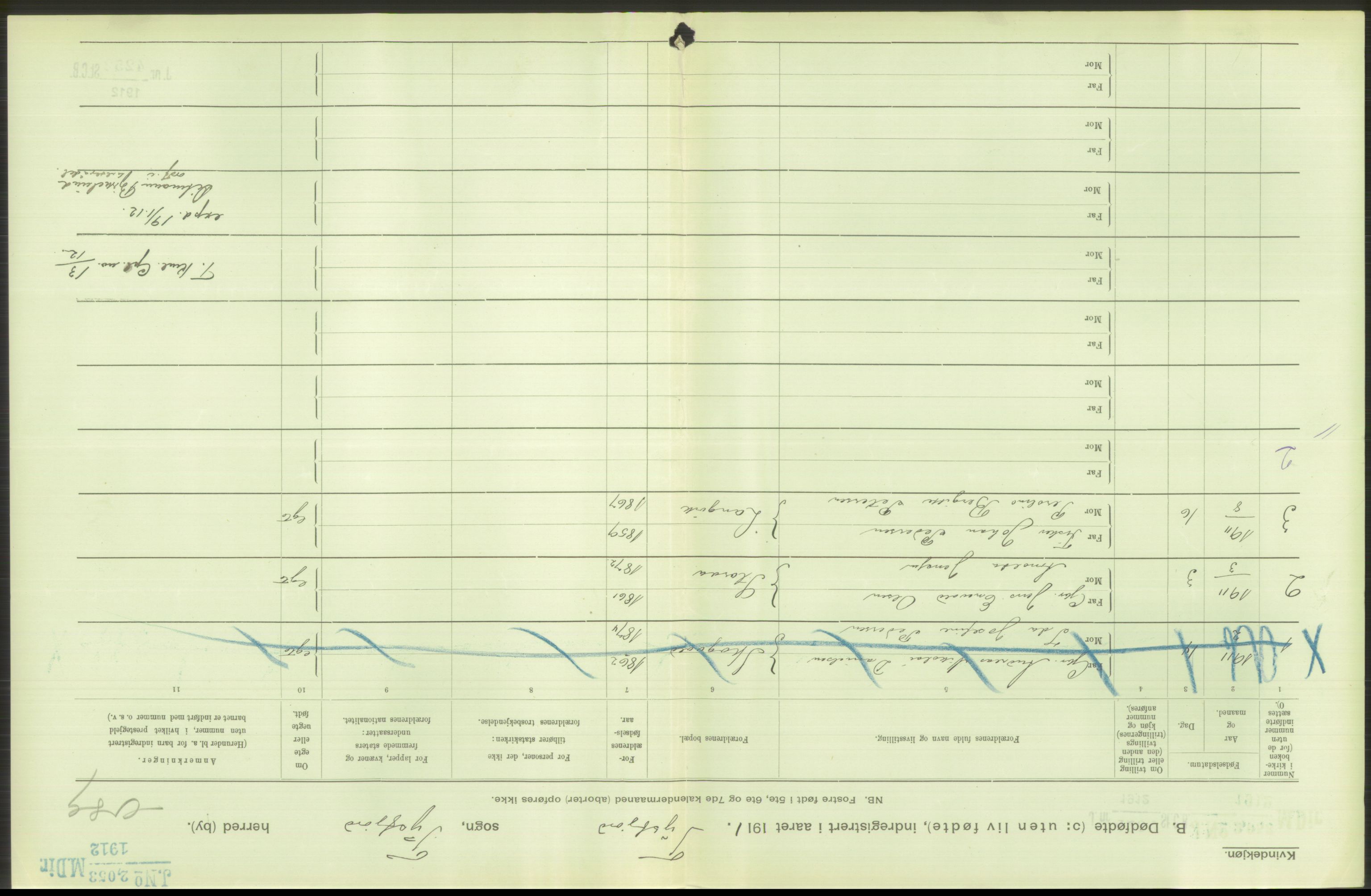 Statistisk sentralbyrå, Sosiodemografiske emner, Befolkning, RA/S-2228/D/Df/Dfb/Dfba/L0046: Nordlands amt:  Døde, dødfødte. Bygder og byer., 1911, s. 144