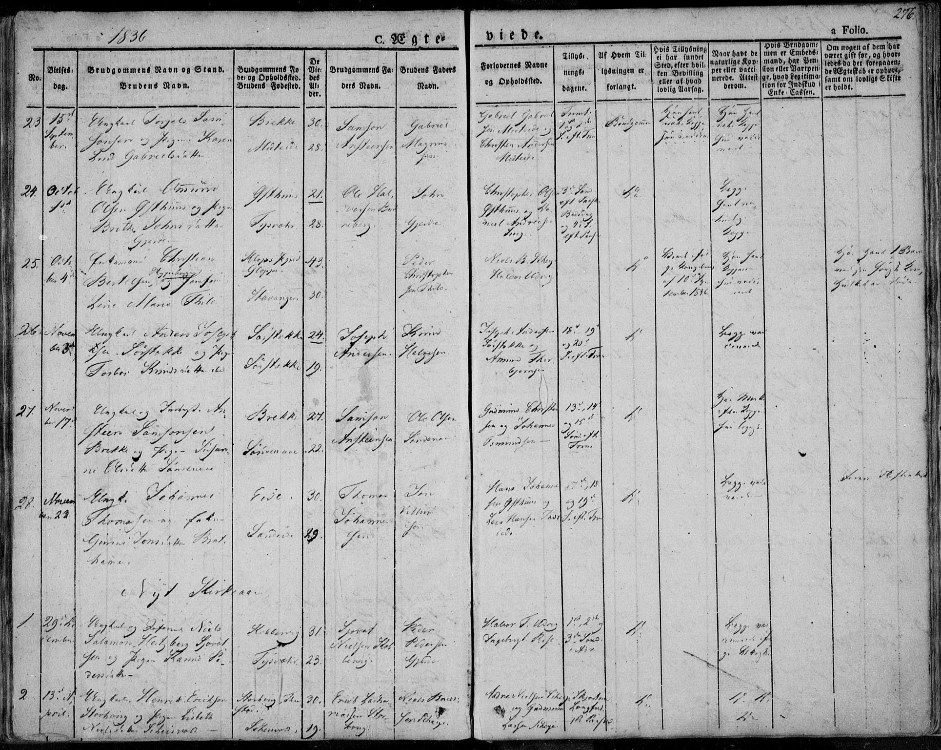 Avaldsnes sokneprestkontor, SAST/A -101851/H/Ha/Haa/L0005: Ministerialbok nr. A 5.1, 1825-1841, s. 276